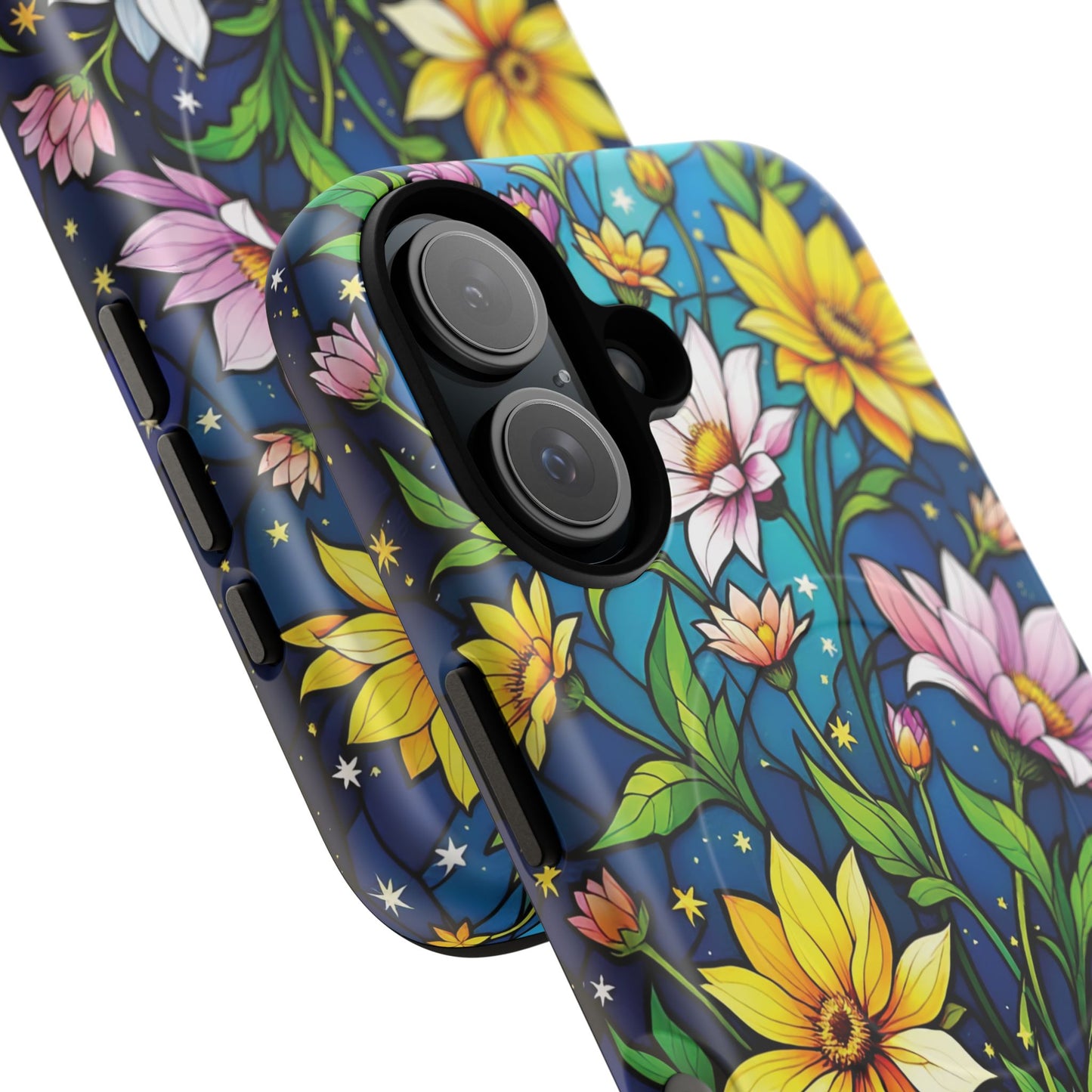 Flower Garden Stained Glass Phone Case, Tough Magnetic Cases, Floral Phone Cover, Durable Phone Accessories, Spring Gift, Birthday Present