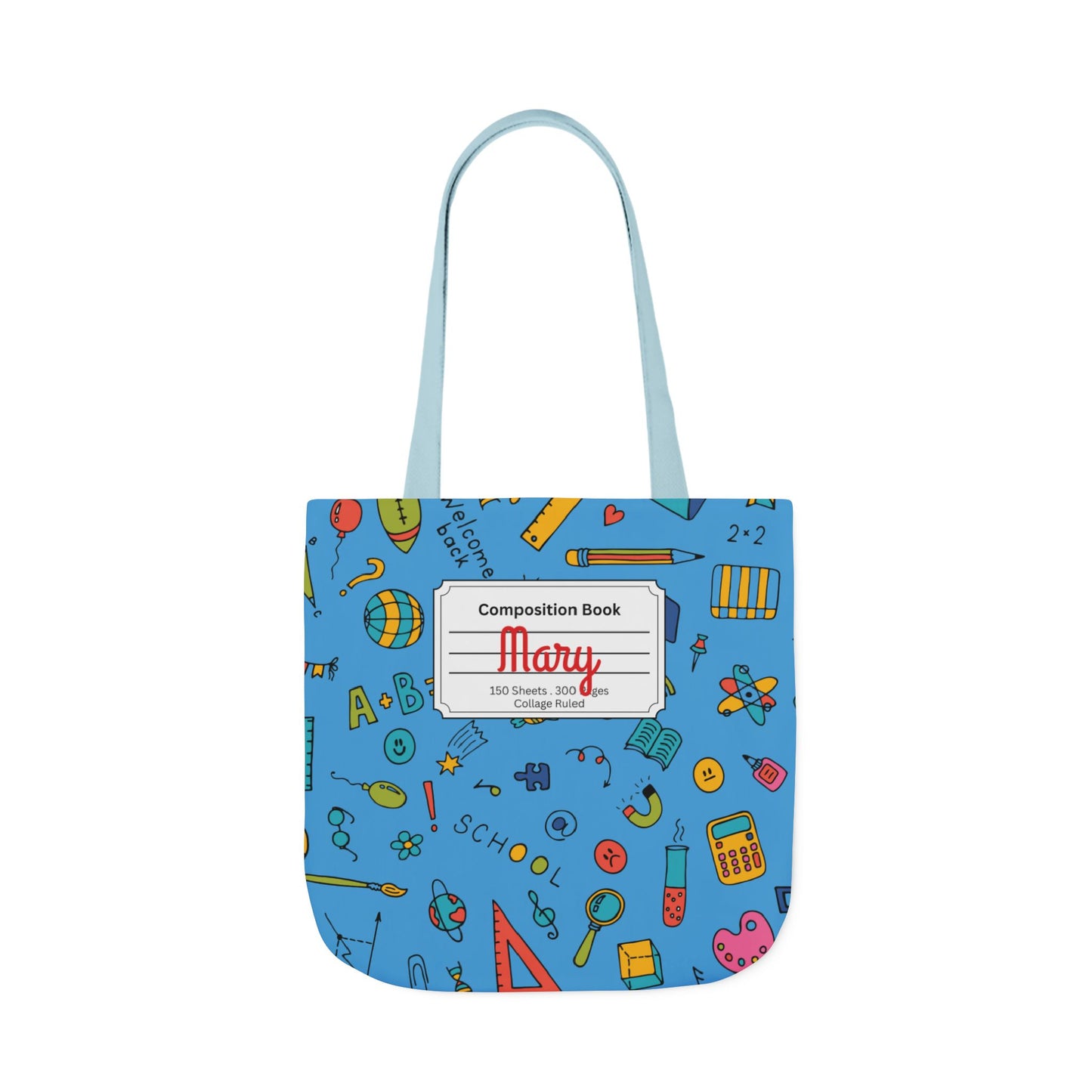 Personalized Classroom Couture Composition Book Inspired Canvas Tote Bag with Colorful Straps, Cute School Bag, Eco-Friendly Tote, Back to School Shopping Bag, Teacher Gift Idea