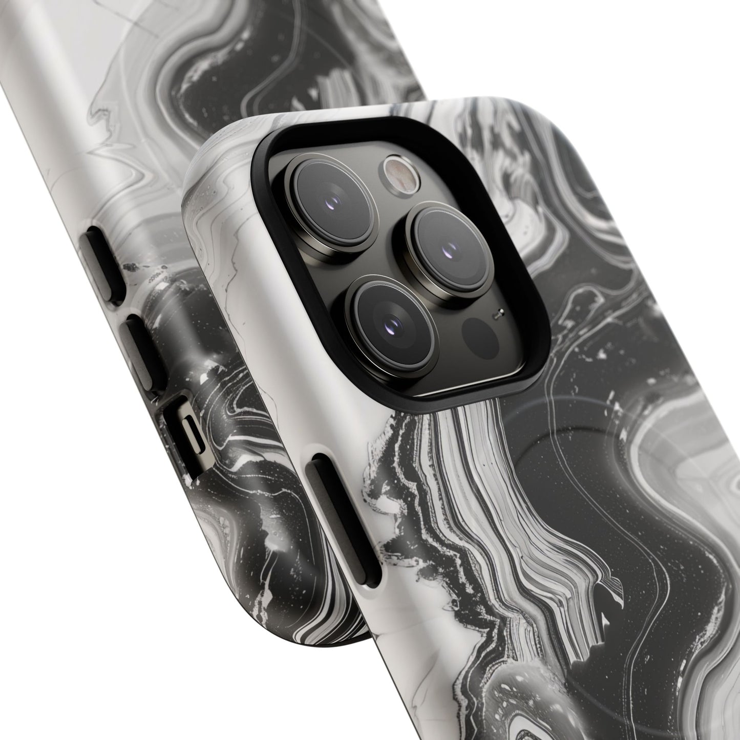 Black Marble Magnetic iPhone Case for Tough Protection, Stylish iPhone Mobile Accessory, Fashionable Gift, Unique Marble iPhone Design, Durable Smartphone Cover