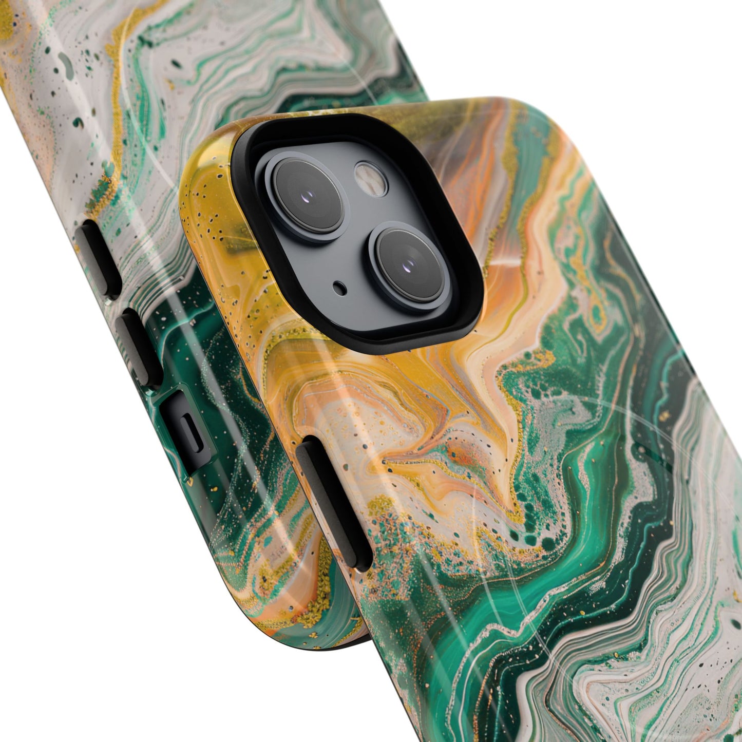 Magnetic iPhone Cases with Green Marble Design, Tough Magnetic Cases, iPhone Accessories, Gift for Her, Trendy iPhone Cover