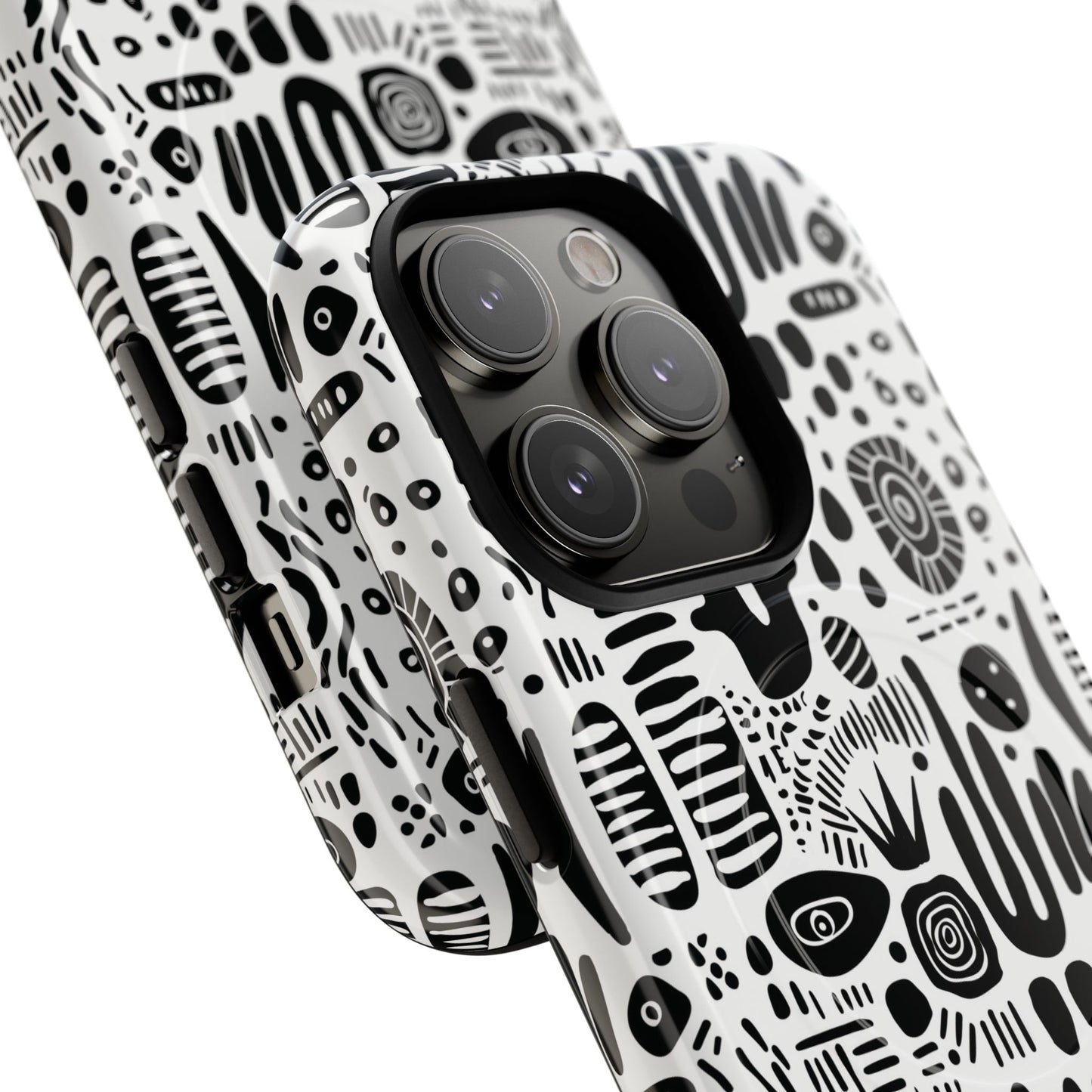 Abstract Monochrome Tough Magnetic iPhone Cases, Stylish Phone Cover, Durable Phone Protector, Modern Tech Accessories, Unique Gift Ideas