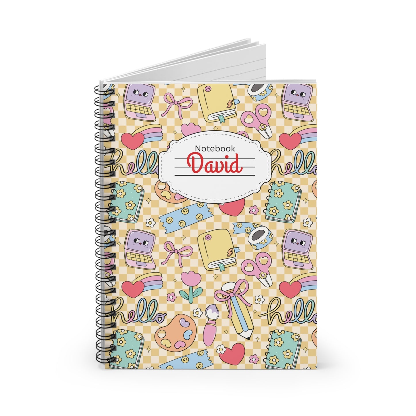 Personalized Doodle Daydream Composition Book Inspired Playful ABC Spiral Notebook - Perfect for School, Journaling, Kids, Teachers, Back to School Gifts