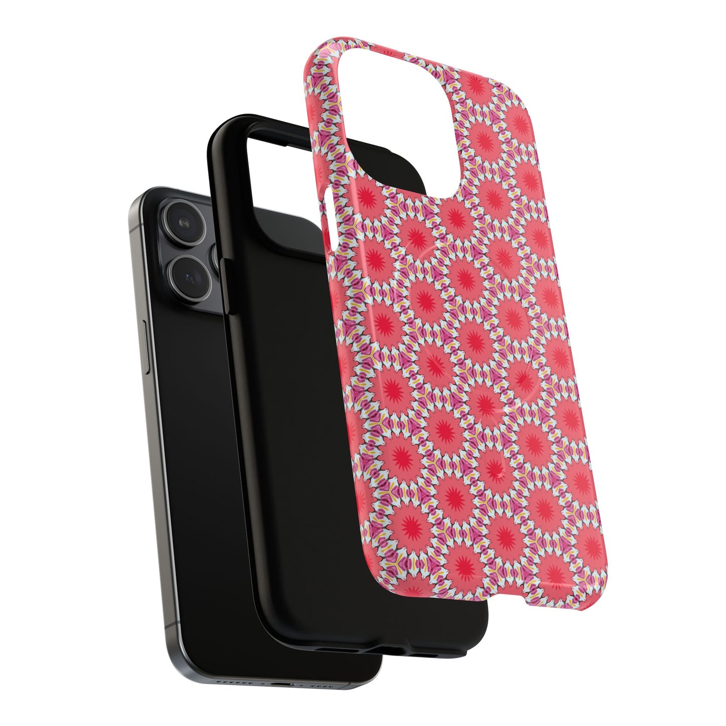 Roseburst Mosaic Vibrant Flower Pattern iPhone Case, Stylish iPhone Cover, Tough Magnetic Case, Floral Gift, Trendy Accessory for Her