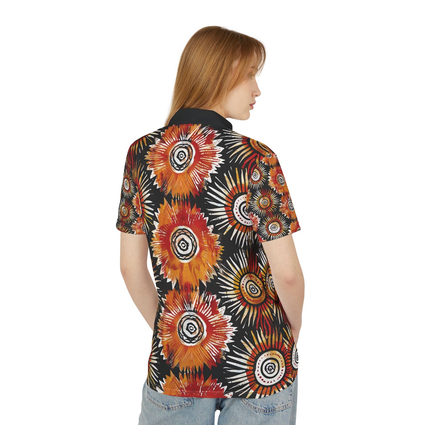 Flame Burst Unisex Polo Shirt, Summer Vibes, Casual Wear, Gift for Him, Unique Style, Trendy Apparel Gift for Her, Gift for Him.