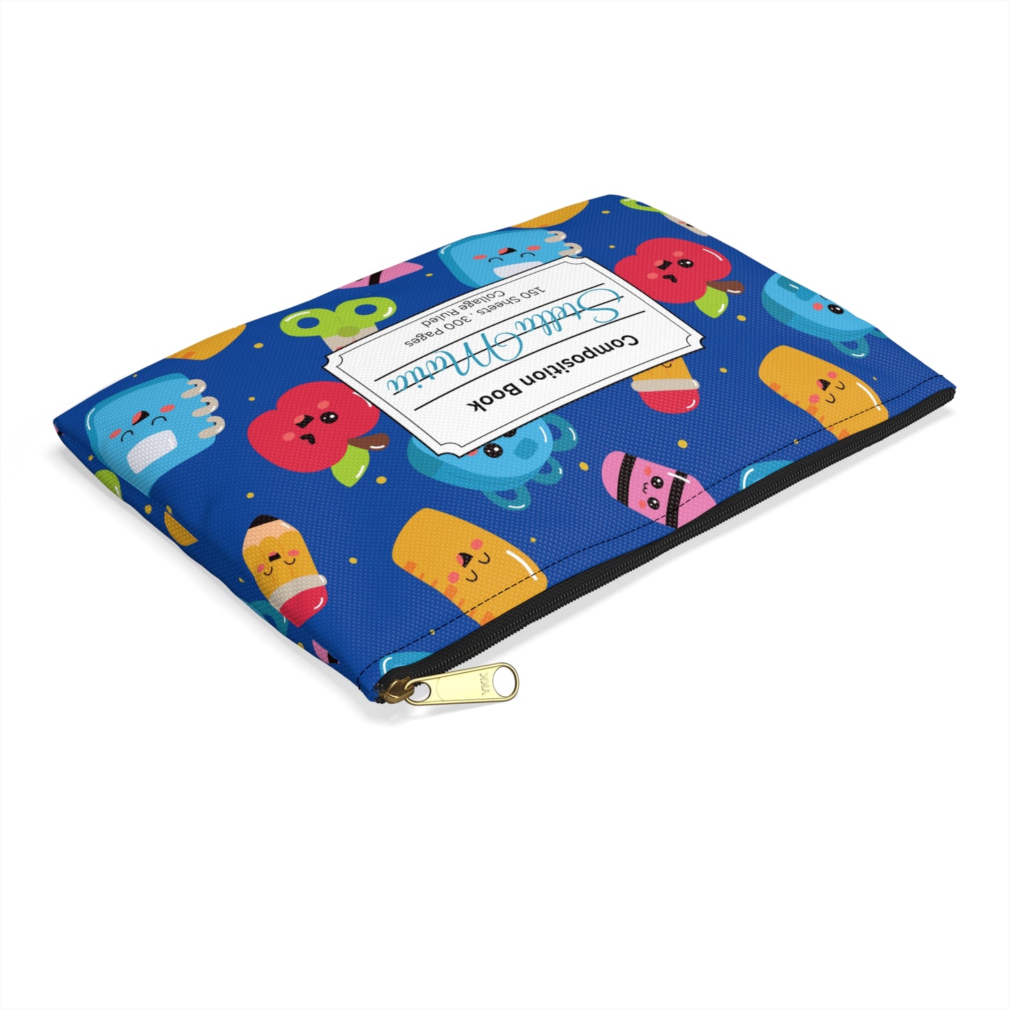 Personalized Blue Kawaii Composition Book Inspired Accessory Pouch, Kids School Supplies, Classroom Organizer, Teacher Gift, Fun Stationery Case, Back to School