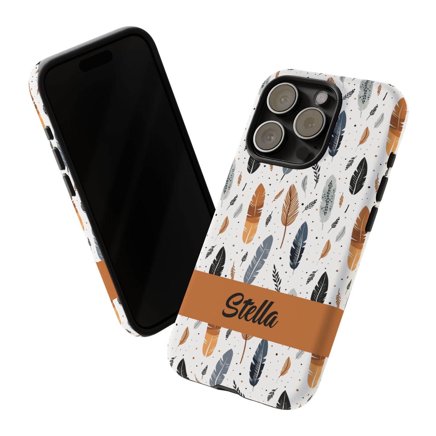 Personalized Whispering Feathers Samsung, Google Pixel and iPhone Case, Custom Name Case.