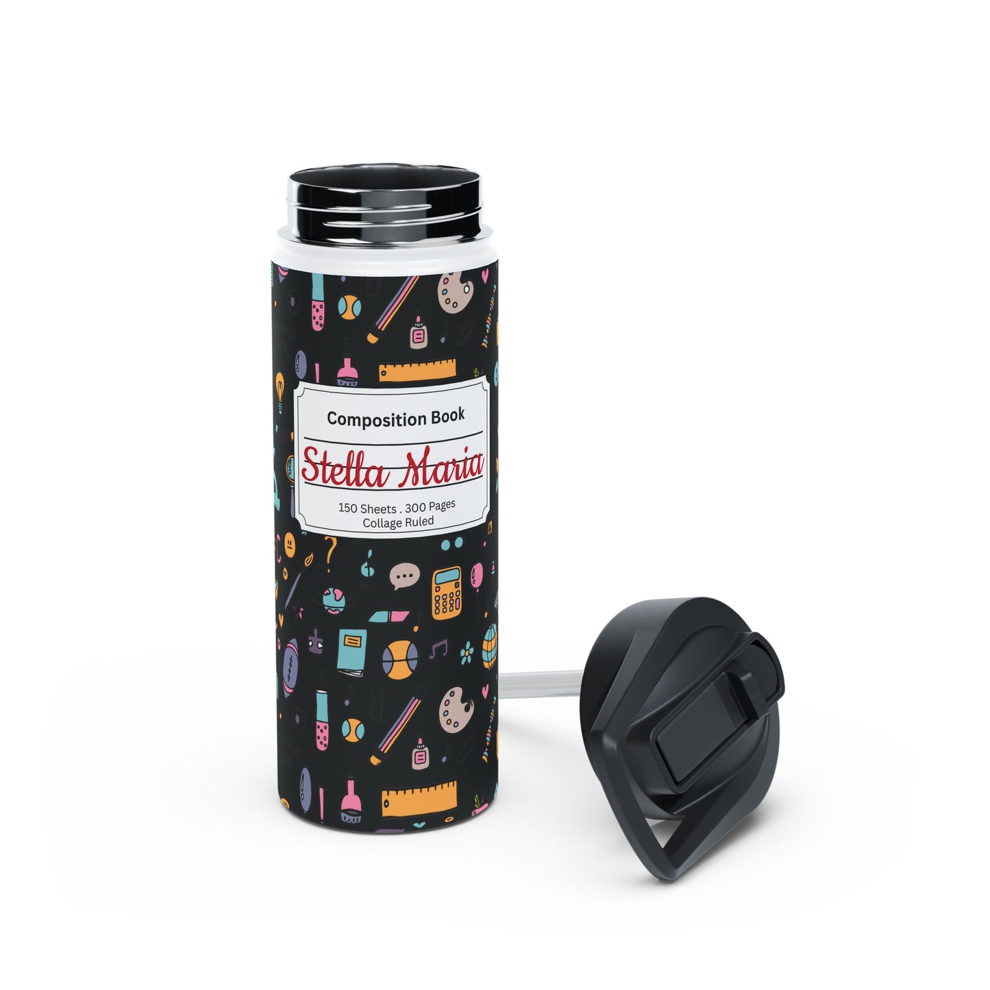 Personalized Chalkboard Chic Inspired Stainless Steel Water Bottle for Kids, School Supplies, Eco-Friendly Drinkware, Back to School, Teacher Gifts