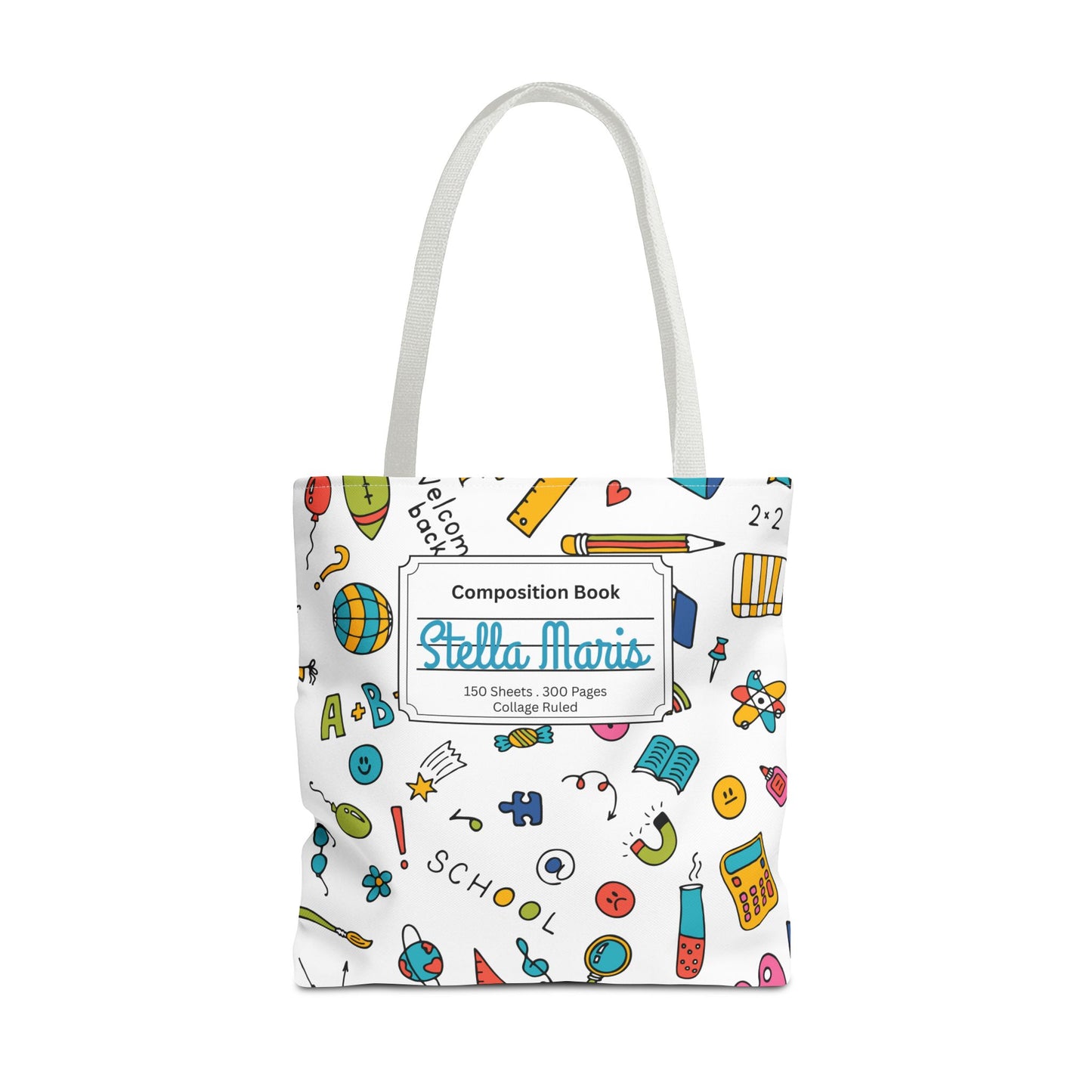 Personalized Classroom Couture Composition Book Inspired Tote Bag, Back to School Tote, Teacher Gift, Kids Bag, Custom Name Bag, Educational Accessories, Back to School Tote Bag.