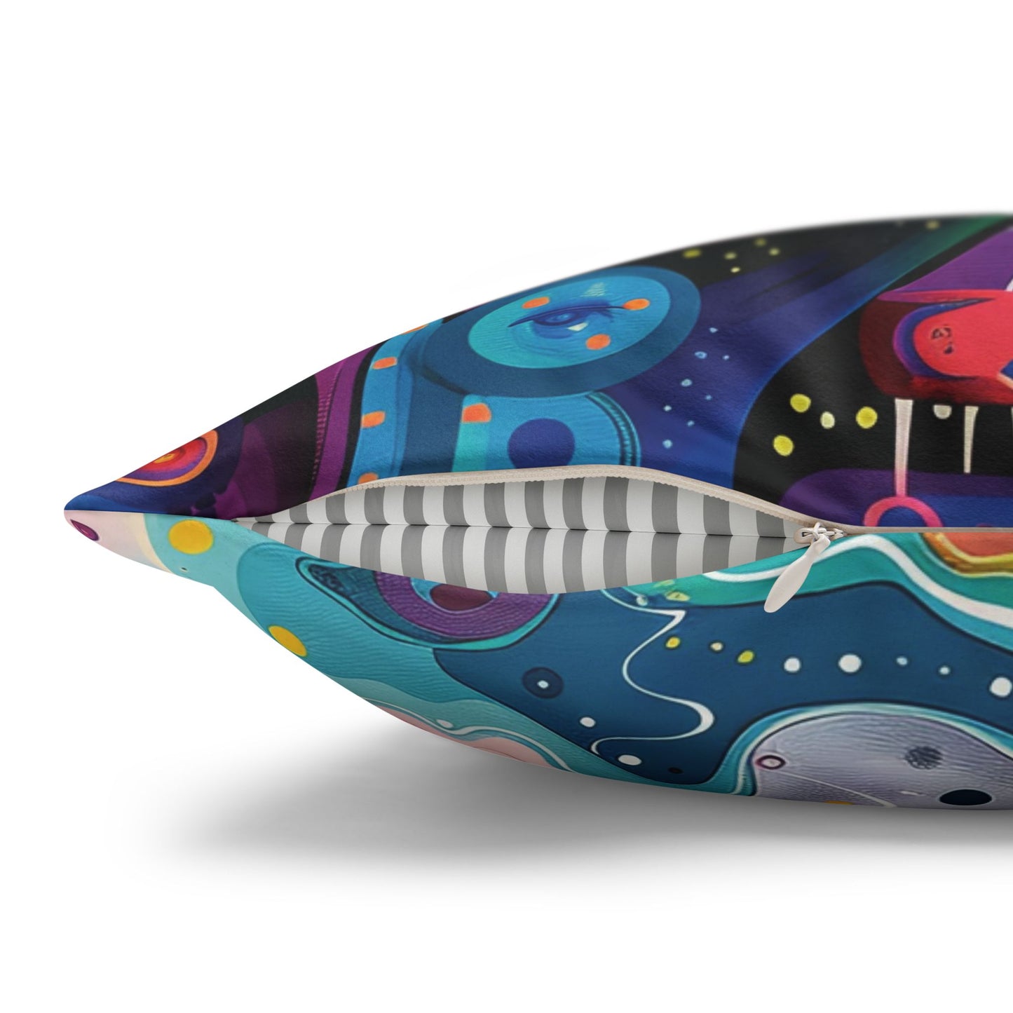 Psychedelic Visions Vibrant Abstract Art Pillowcase - Colorful Decorative Faux Suede Cushion Cover