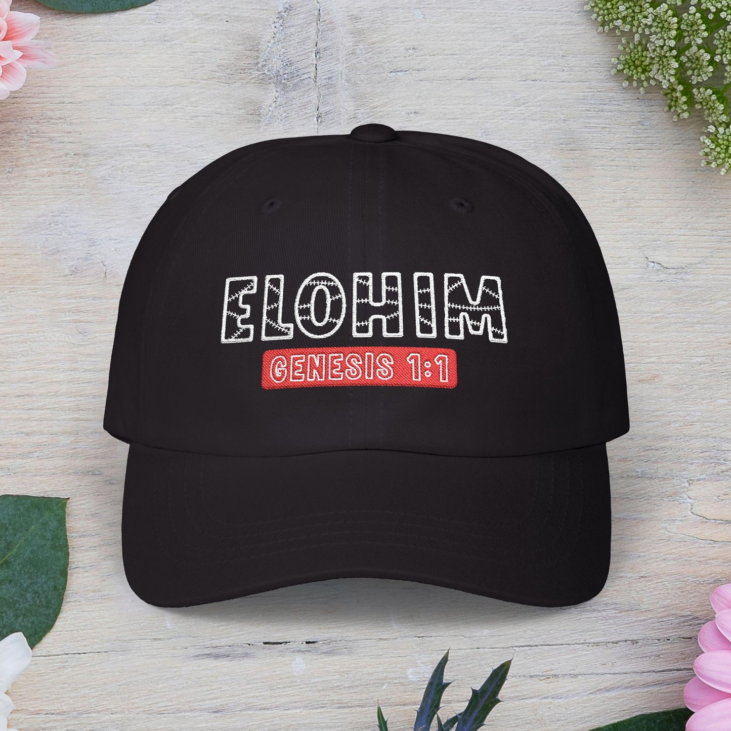 Classic Embroidery Dad Cap with 'ELOHIM, GENESIS 1:1' - Faith-Based Hat, Casual Wear, Gift for Dad, Christian Accessory, Summer Fashion