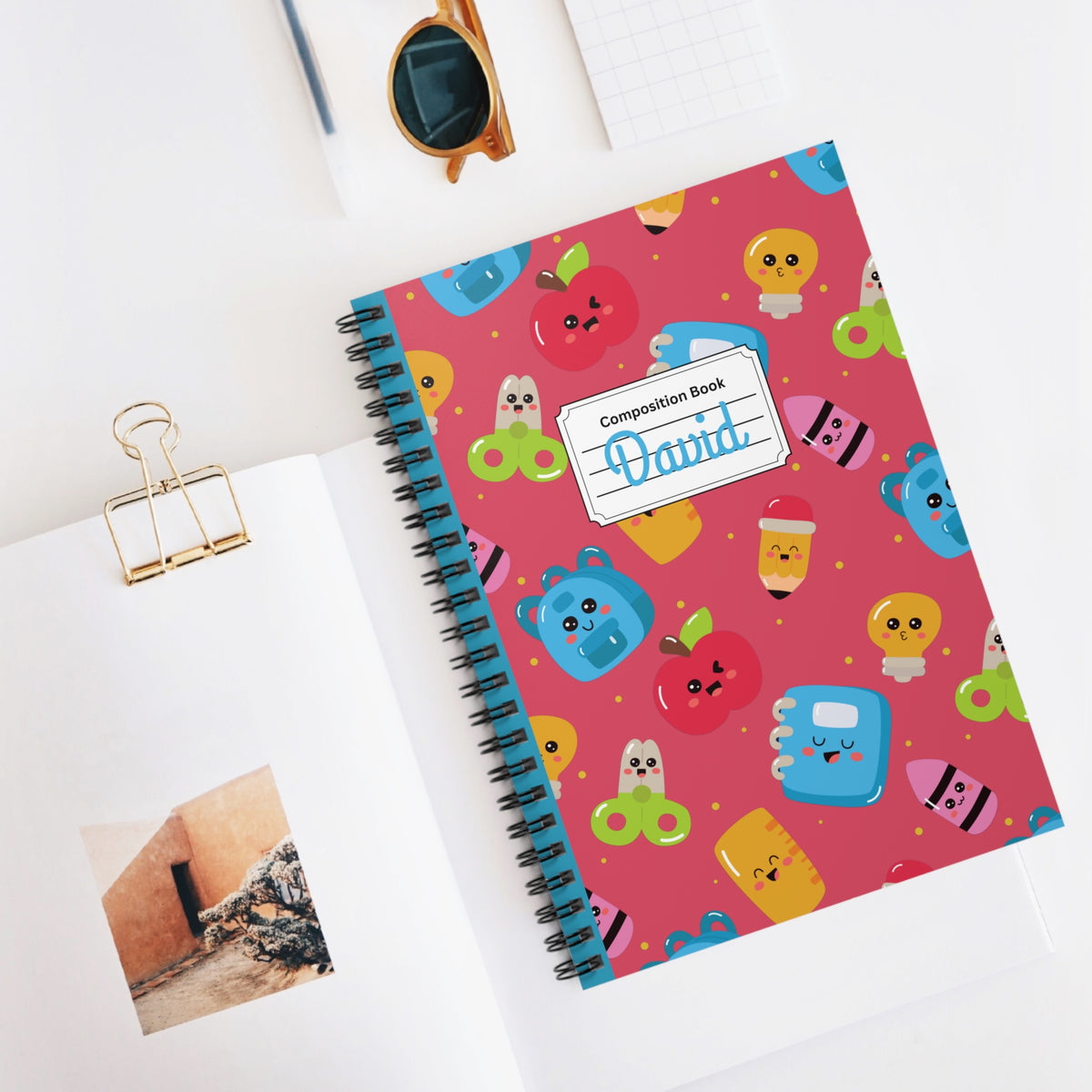 Personalized Kawaii Composition Book Inspired Playful Spiral Notebook - Perfect for School, Journaling, Kids, Teachers, Back to School Gifts