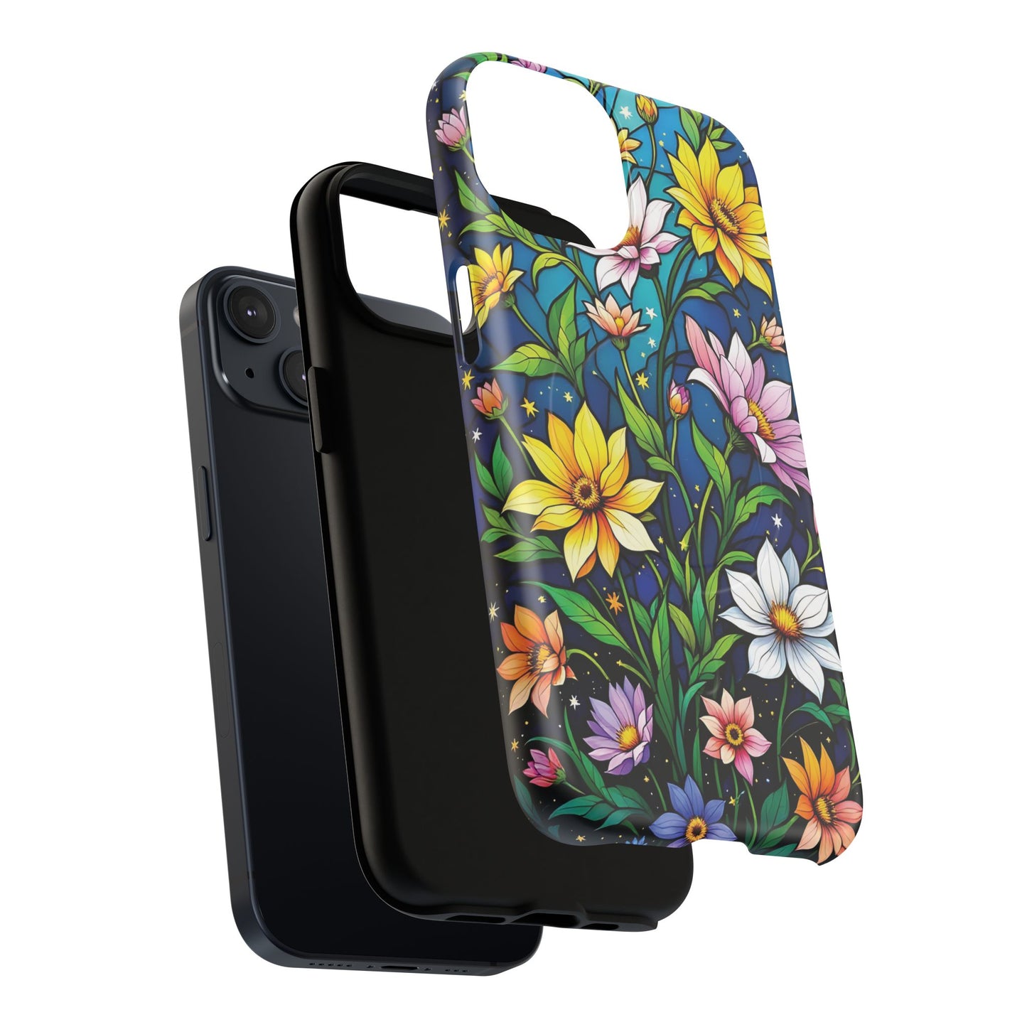 Flower Garden Stained Glass Phone Case, Tough Magnetic Cases, Floral Phone Cover, Durable Phone Accessories, Spring Gift, Birthday Present