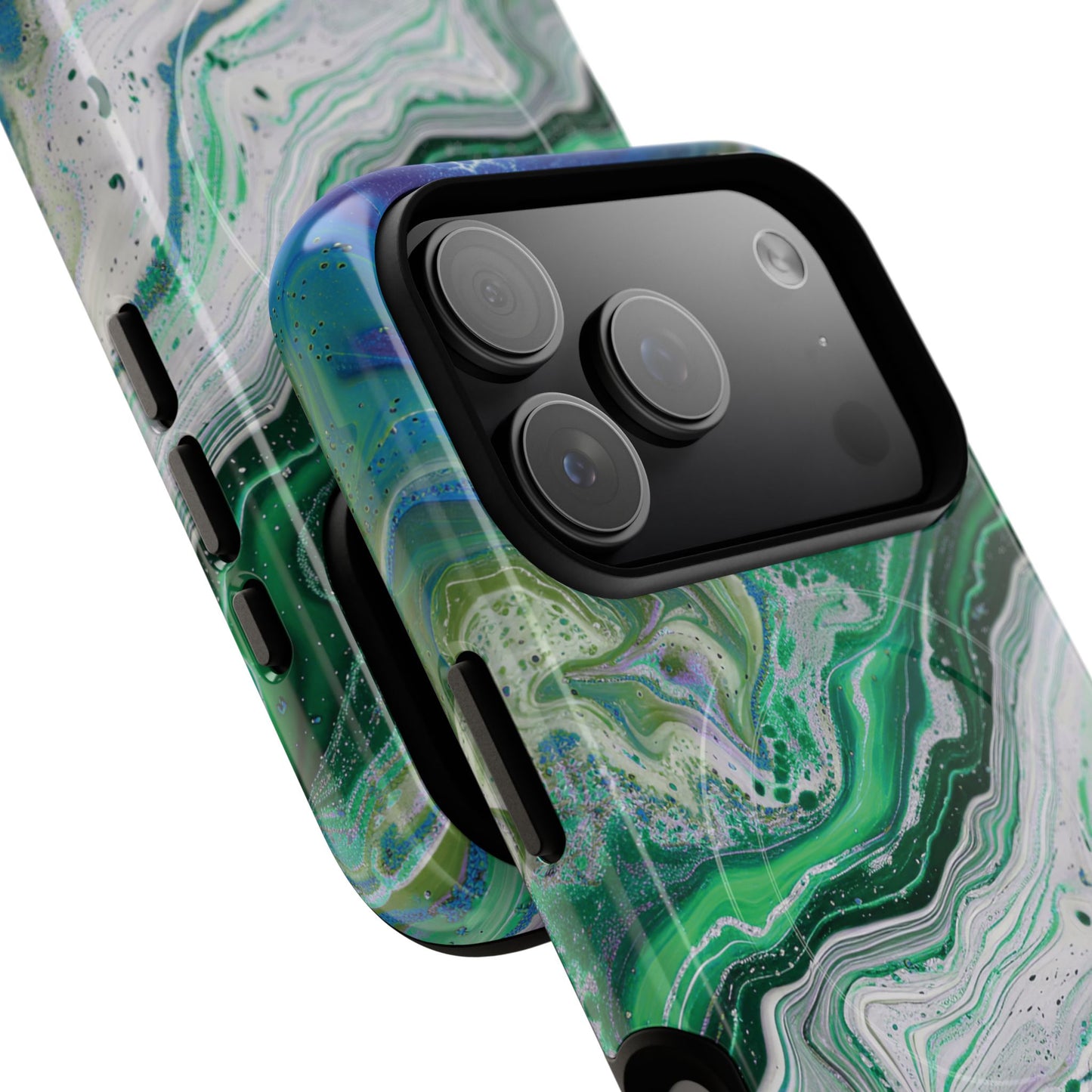 Marbled Tough iPhone Case, Magnetic Protector, Stylish Tech Accessory, Durable iPhone Cover, Unique Gift Idea