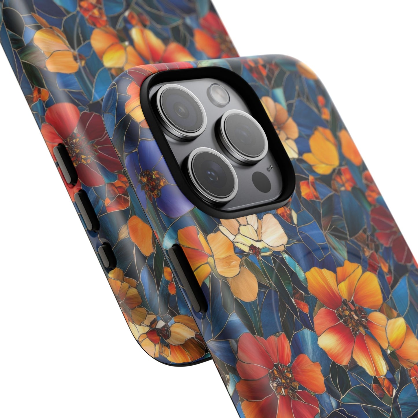 Cathedral Petals Tough Magnetic iPhone Case, Durable, Stylish, Unique Floral Design, Gifts for Her, Birthday, Everyday Use, Stained Glass iPhone Case.