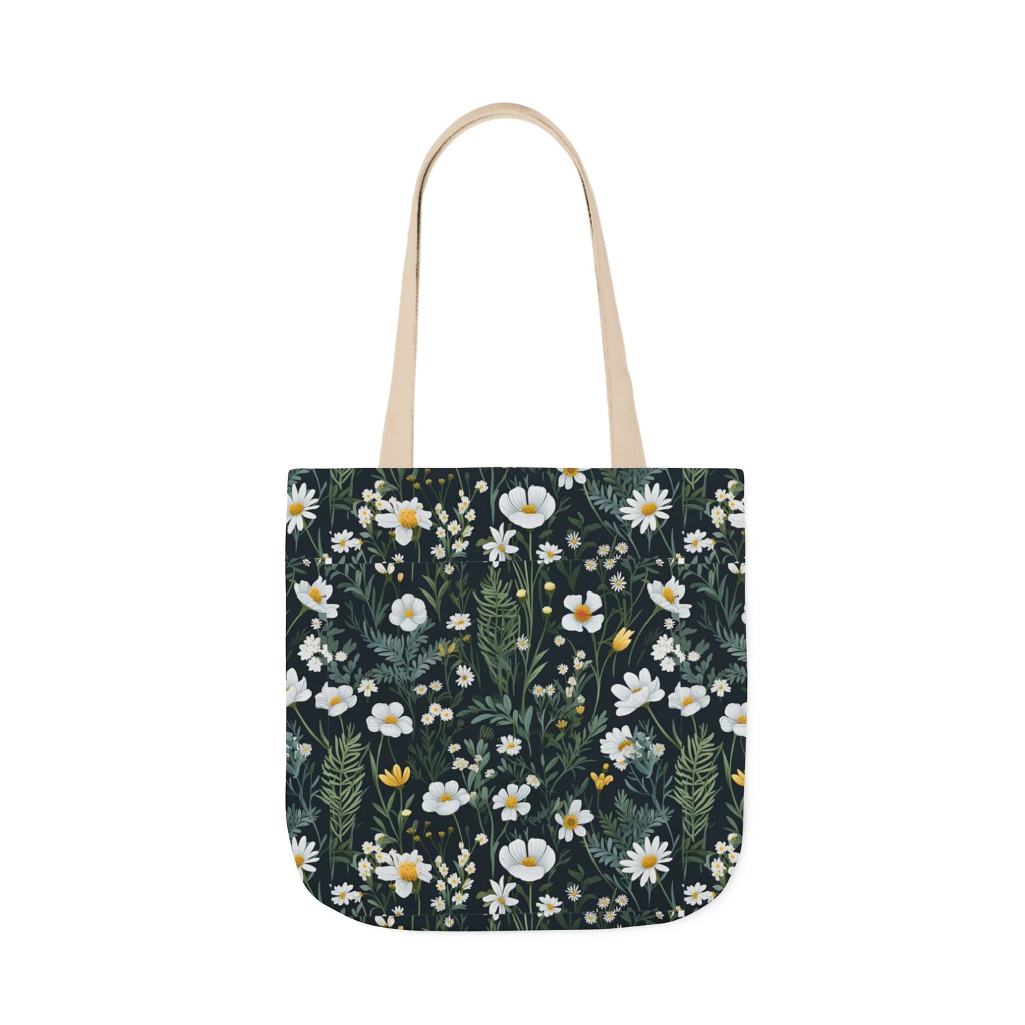 Daisy Delight Floral Canvas Tote Bag with 5-Color Straps | Eco-Friendly Shopping Bag