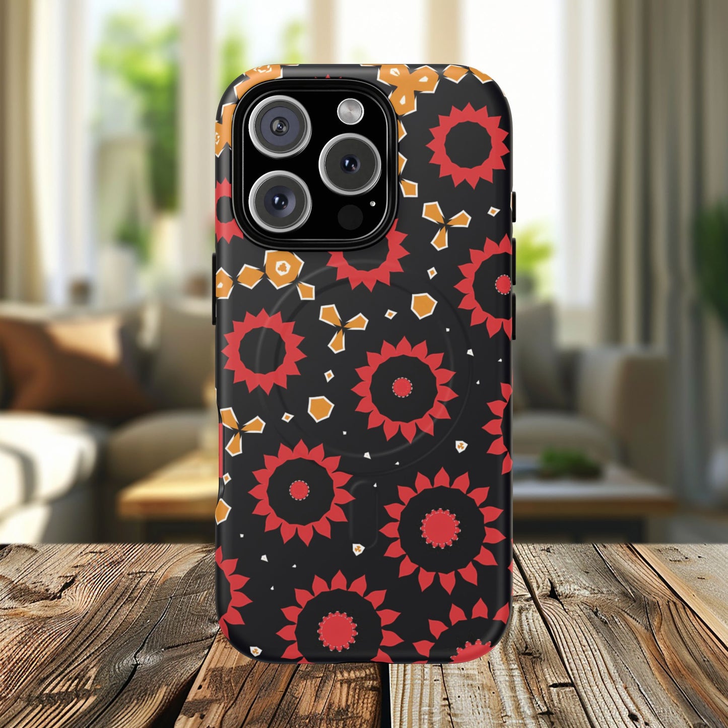 Midnight Ember Bloom Tough Magnetic iPhone Case, Bohemian Floral Design, Stylish iPhone Protection, Gift for Her, Trendy iPhone Accessories