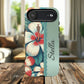 Personalized Tropical Floral Phone Case – Stylish Tough Magnetic Cases for iPhone, Customizable with Names, Perfect Gift for Nature Lovers