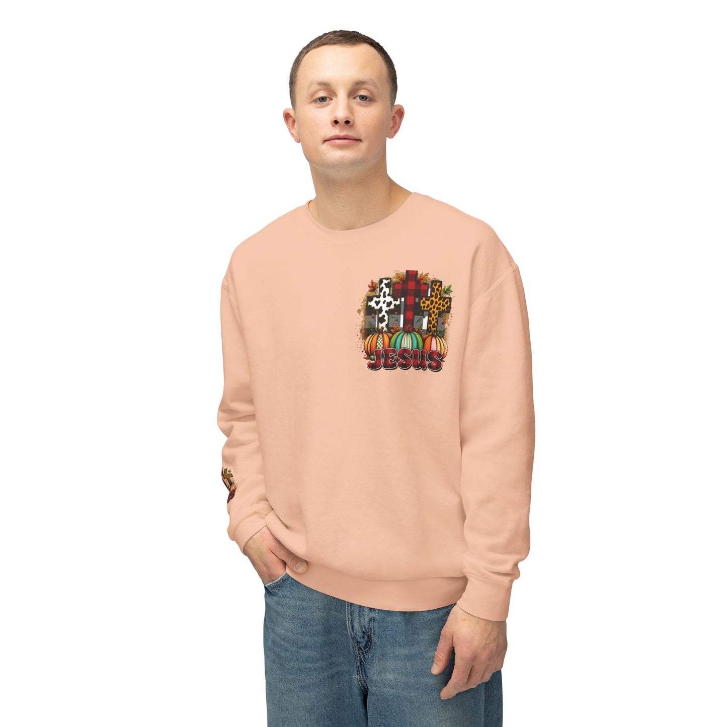 Faithful Harvest Cross Unisex Lightweight Crewneck Sweatshirt