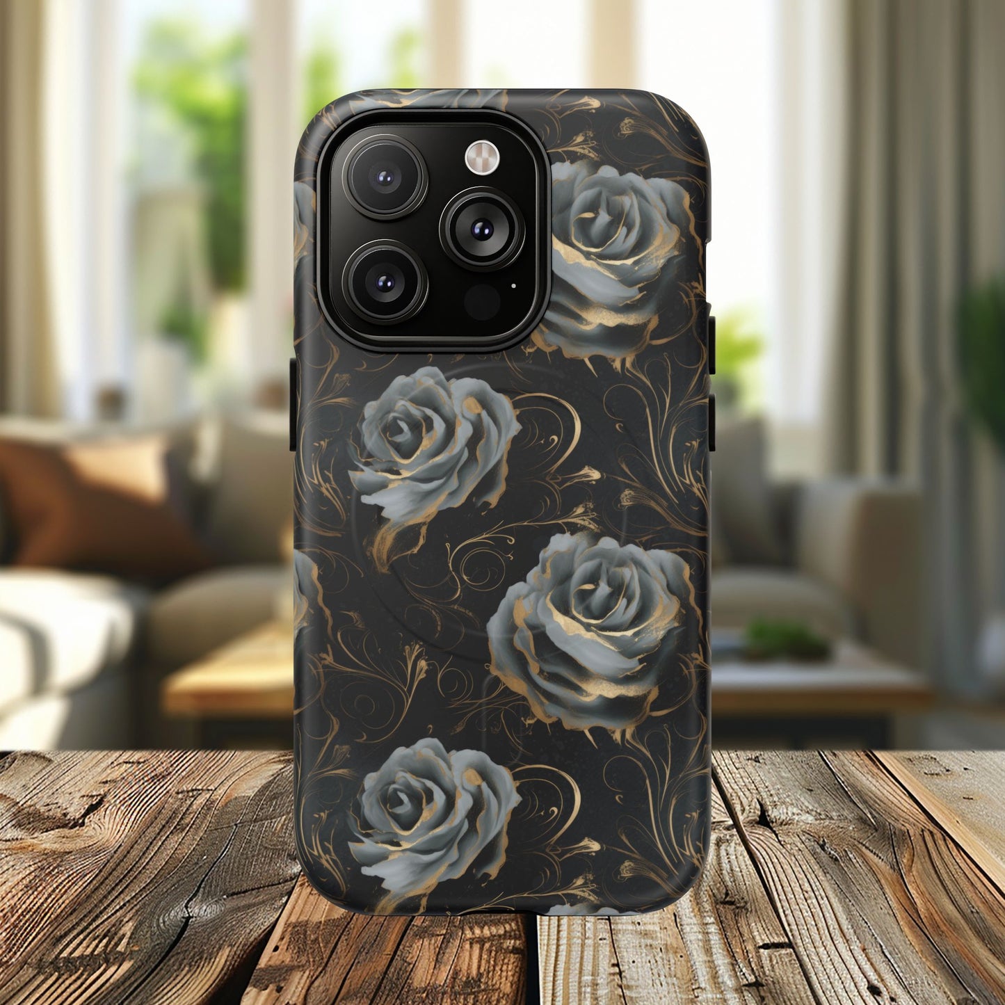Midnight Bloom Tough iPhone Magnetic Cases,  iPhone 14, iPhone 15, iPhone 16, Pro, Pro Max, Plus MagSafe Case, Protective Tech Accessories, Gift for Her, Floral Design