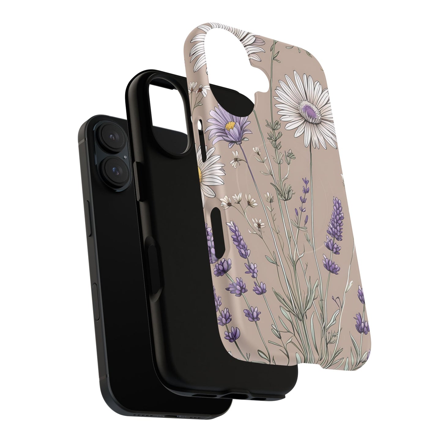 Lavender Floral Tough Magnetic Phone Case | Durable Protective Cover, Flower Design, Gifts for Her, Phone Accessories, Nature Lover