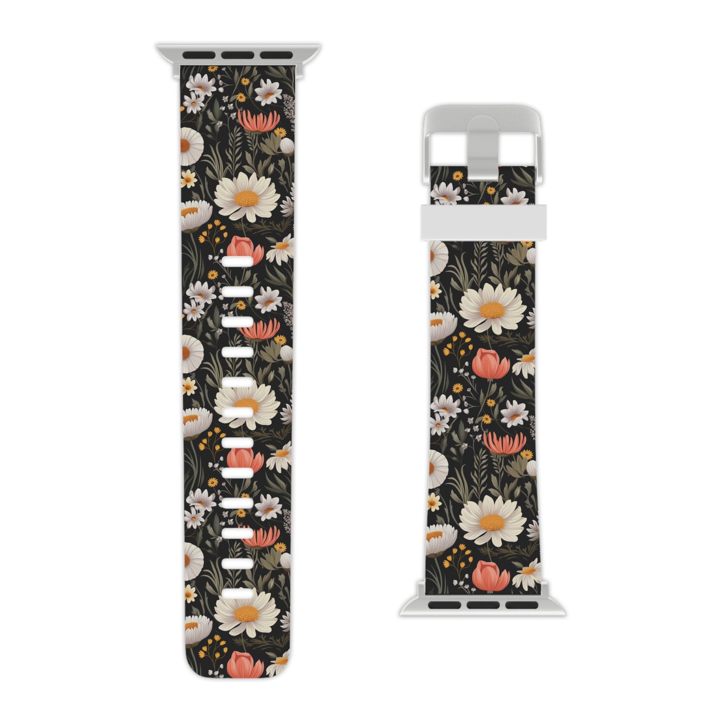 Blossom Elegance: Noir Garden Floral Pattern Apple Watch Band - Stylish & Comfortable