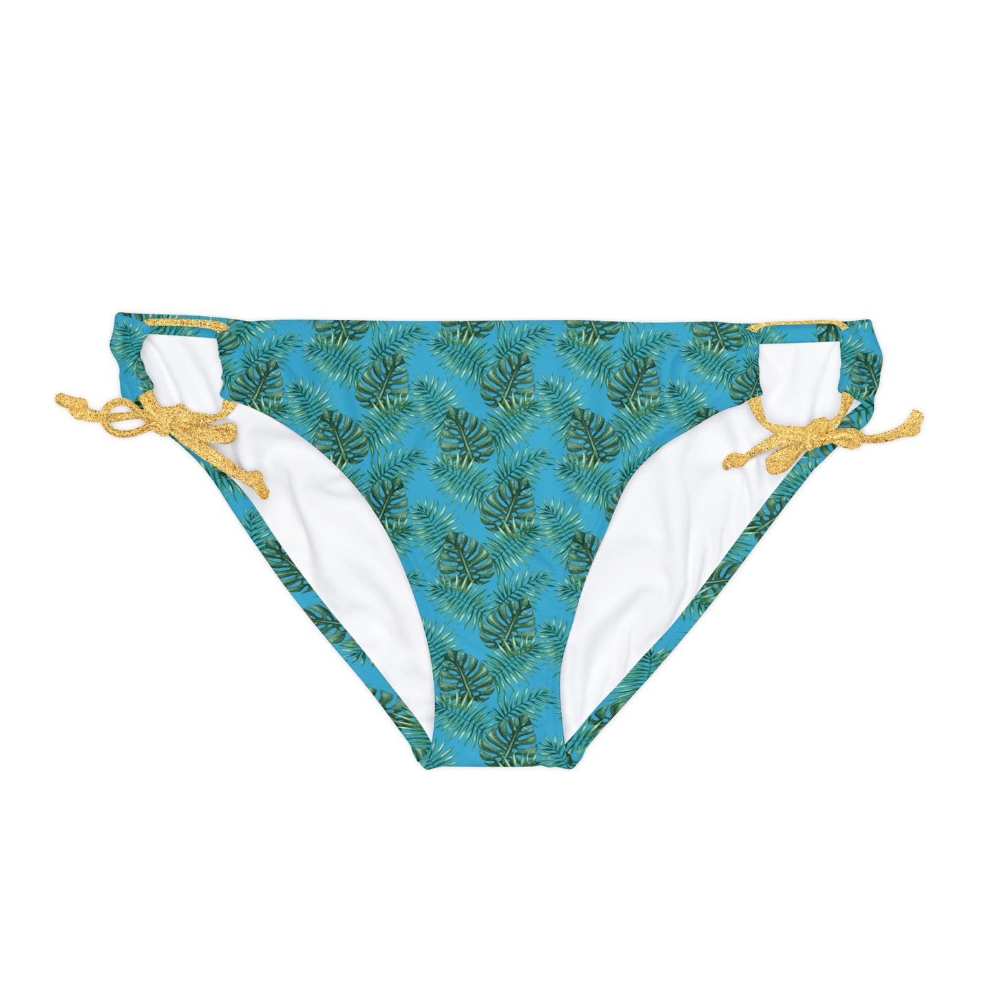 Blue Tropical Bliss Loop Tie Side Bikini Bottom (AOP)