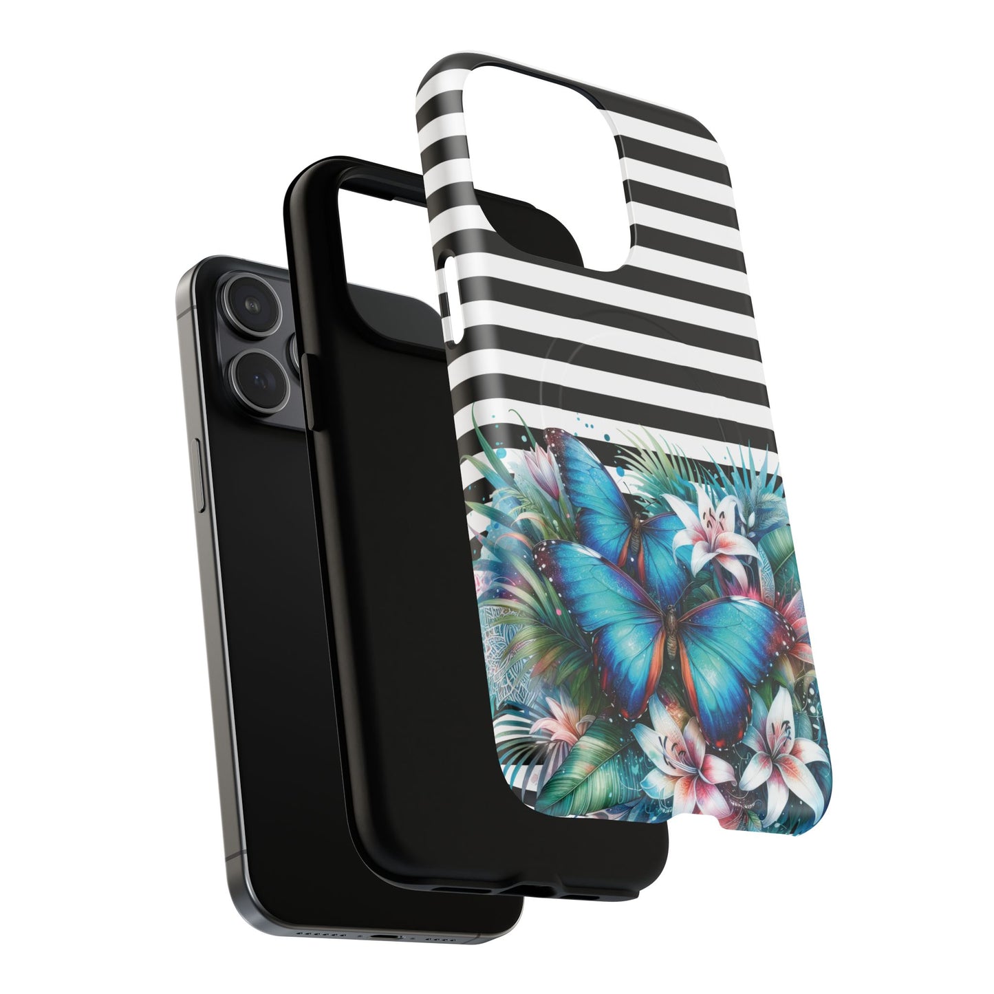 Wings of Wonder Tough iPhone Magnetic Case, Stylish Protection, Durable iPhone Cover, Butterfly Design Gift, Floral Case,Trendy Tech Accessory.