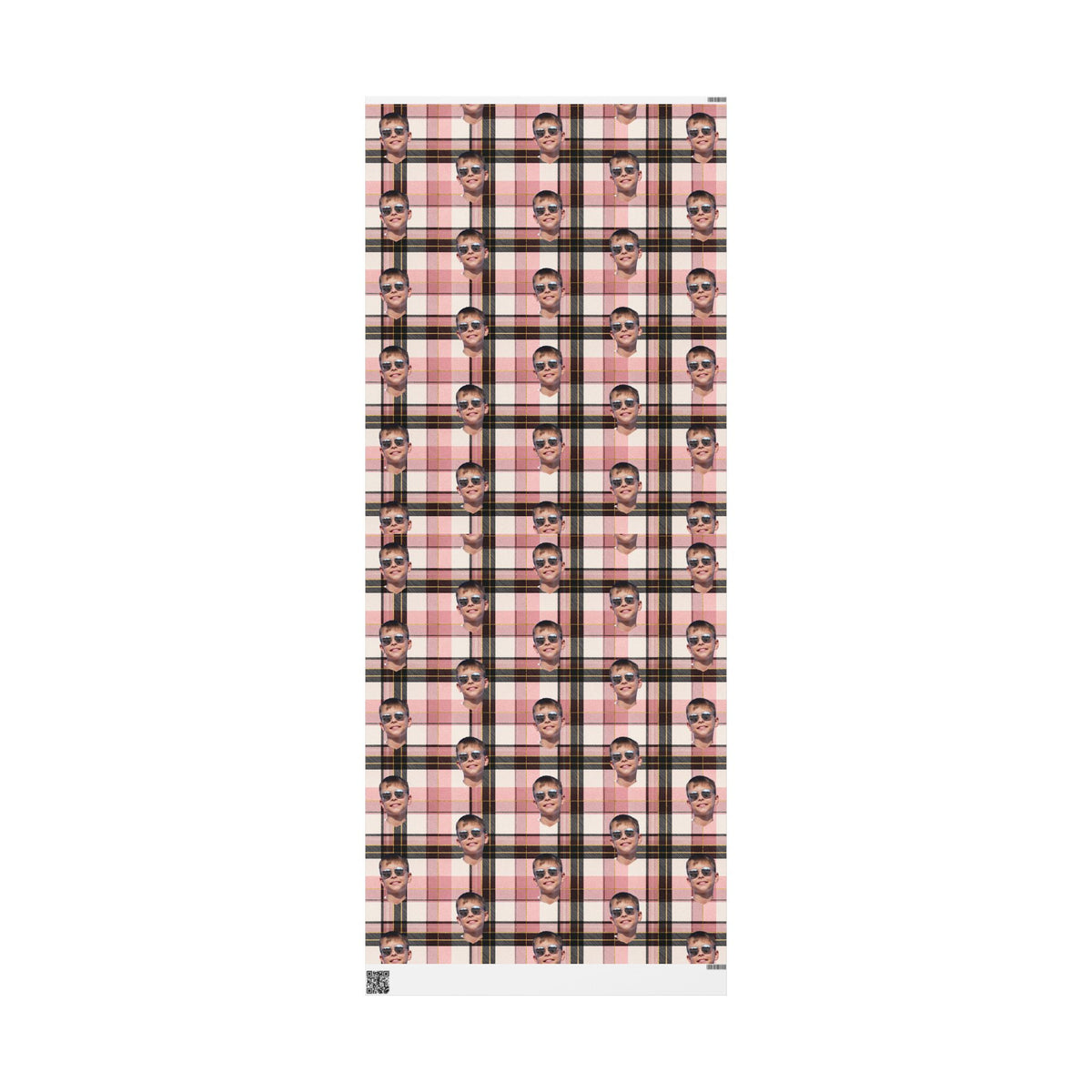 Personalized Image Plaid Wrapping Paper Roll — Pink Tartan Gift Wrap
