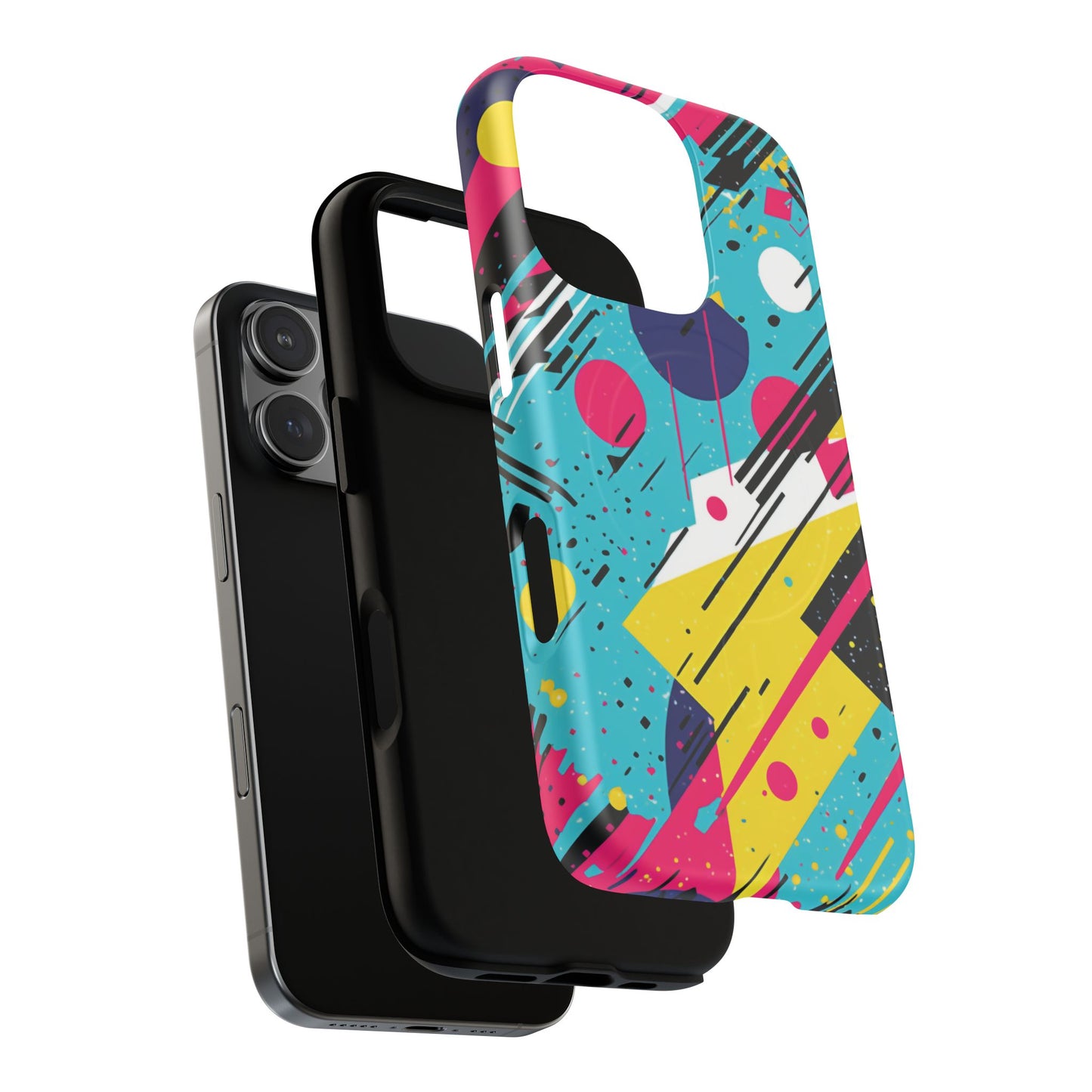 Retro Pop Vibes Magnetic iPhone Case with Abstract Design, Tough iPhone Cover, iPhone Accessory, Gift for Tech Lovers, Trendy iPhone Protector
