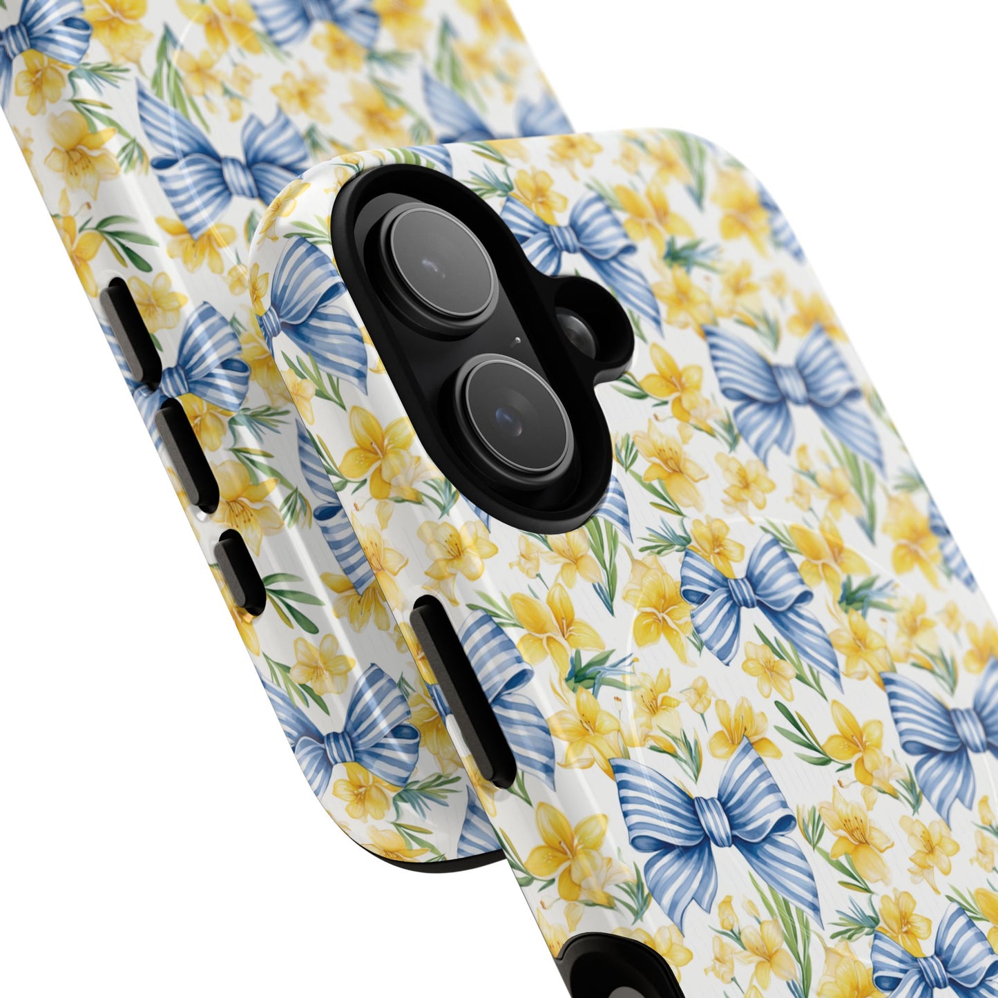 Sunshine Blue Coquette Bows Tough iPhone Magnetic Case for iPhones, Cute iPhone Cover, Spring Gift, Durable Case, Custom iPhone Protection