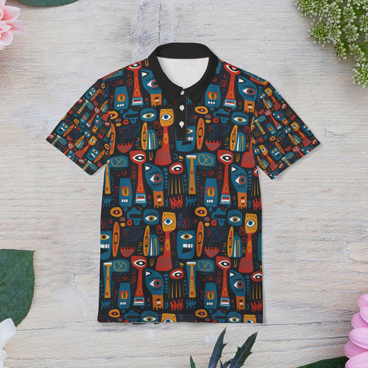 Urban Totem Unisex Polo Shirt, Boho Style, Trendy Fashion, Casual Wear, Unique Gift, Summer Vibes, Gifts for Her and Gifts for Him.