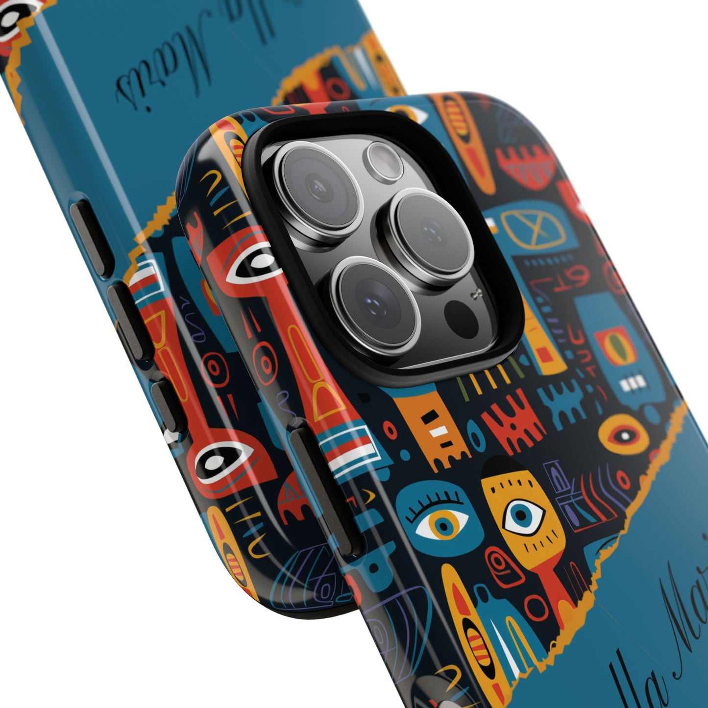 Personalized Colorful Abstract Faces Tough iPhone, Google and Samsung Case with Custom Name, Artistic Phone Cover, Phone Protector