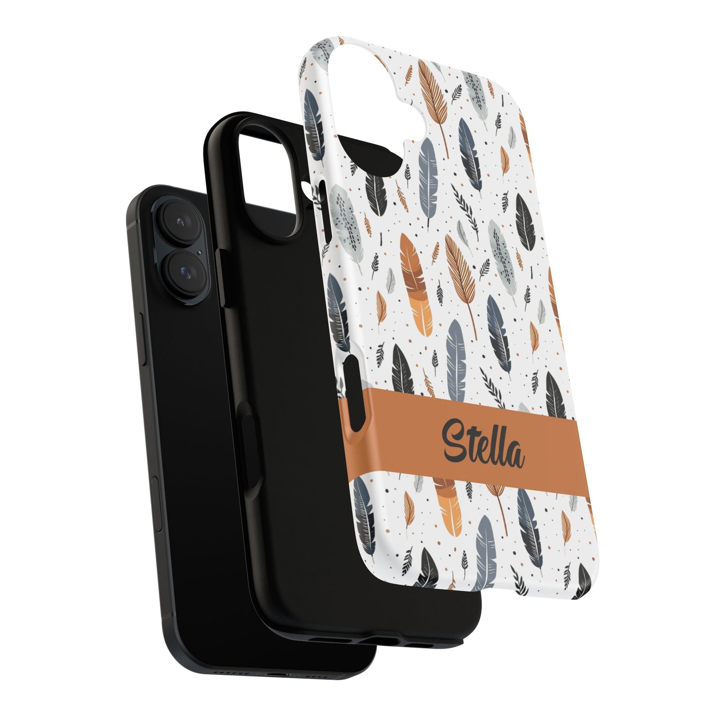 Personalized Whispering Feathers Samsung, Google Pixel and iPhone Case, Custom Name Case.