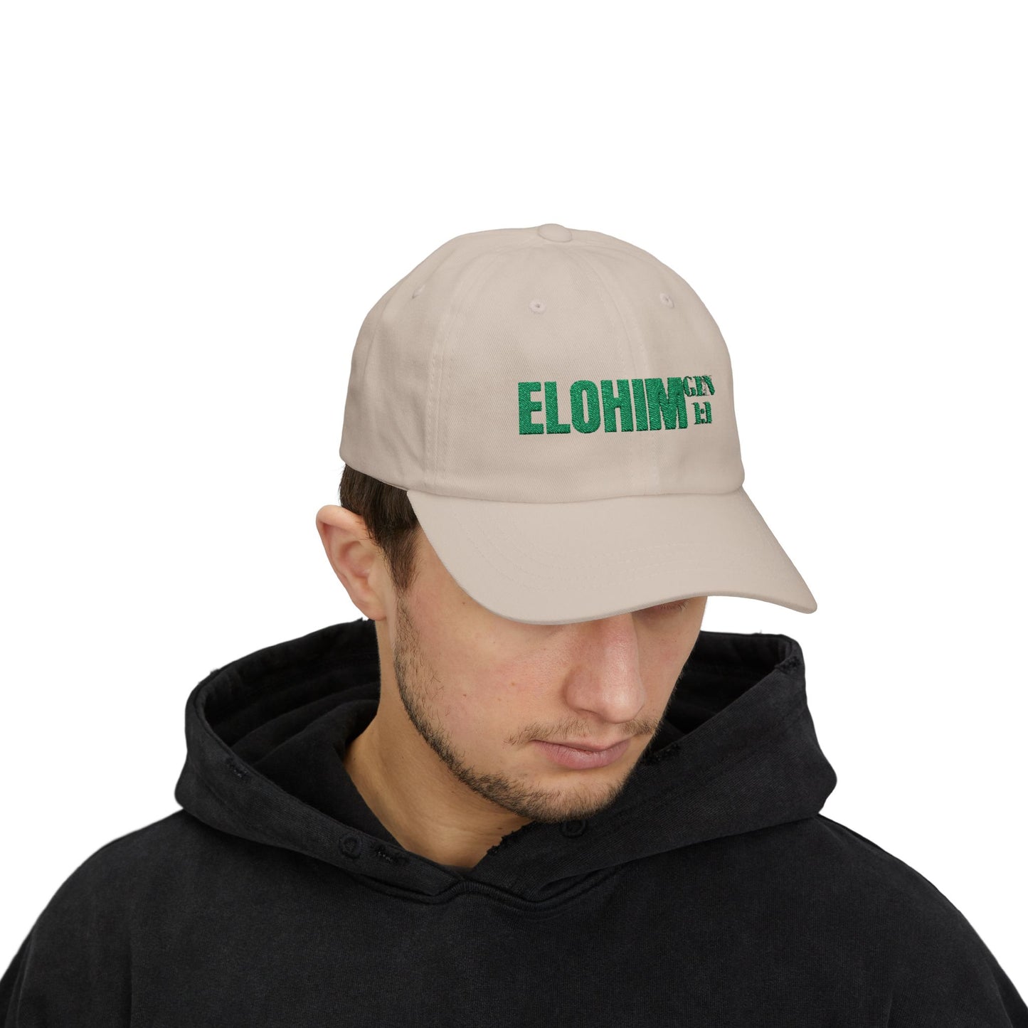 Classic Embroidery Dad Cap with 'ELOHIM, GENESIS 1:1' - Faith-Based Hat, Casual Wear, Gift for Dad, Christian Accessory, Summer Fashion