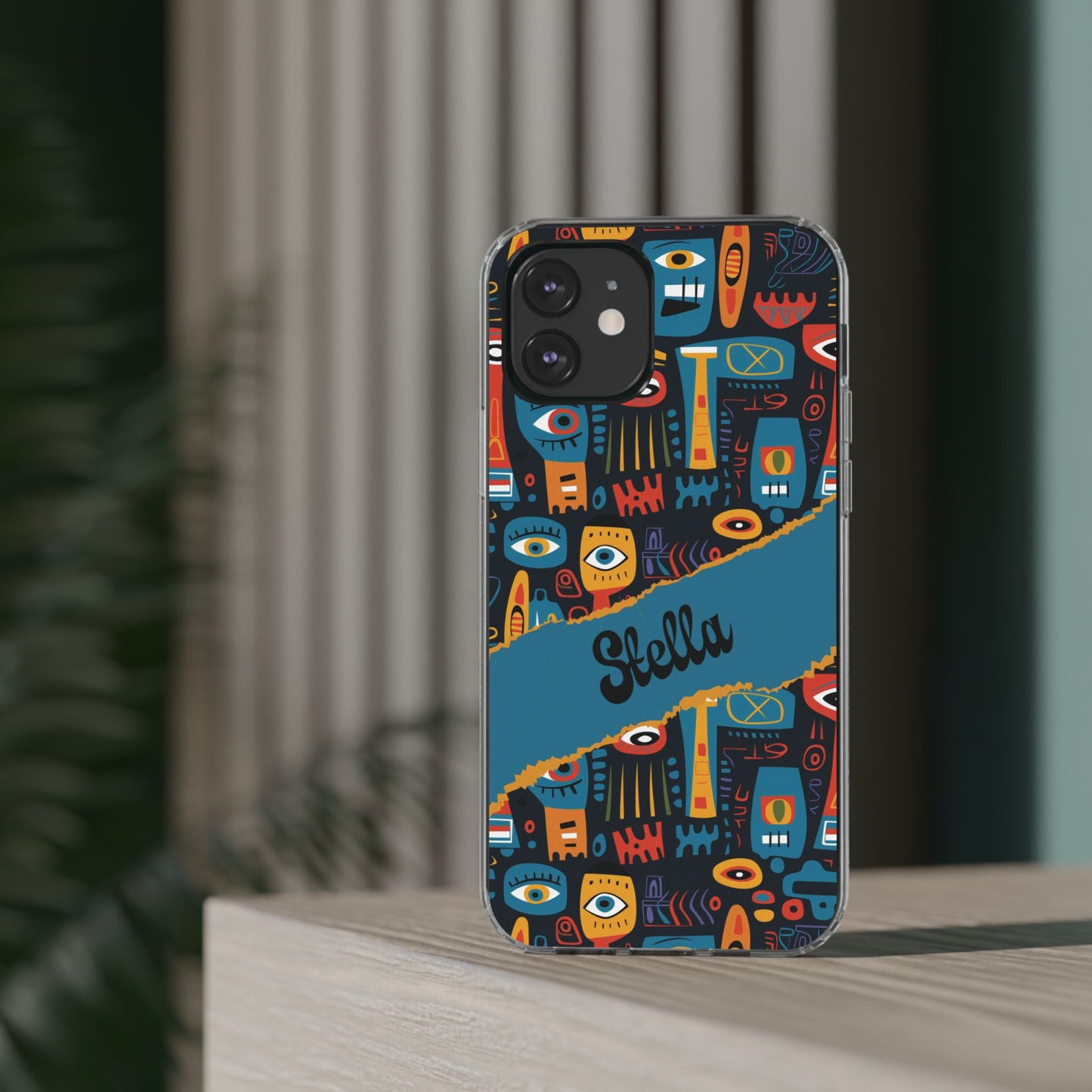 Phone Case — Colorful Abstract Faces Clear Impact-Resistant Case