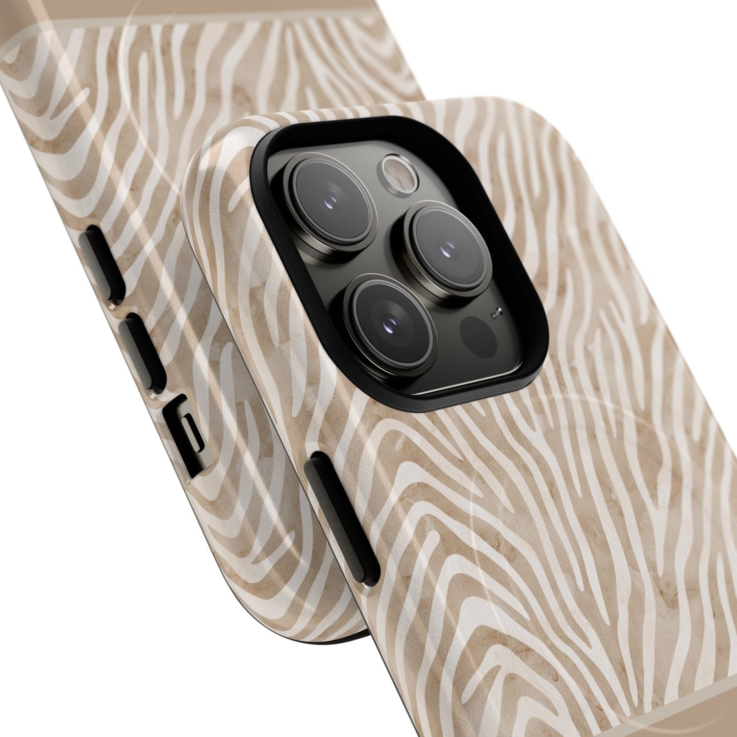 Personalized Zebra Animal Print Cover, Tough Magnetic MagSafe® iPhone® 13, 14, 15, 16, 17, Pro, Pro Max, Plus Cases (Custom Name).