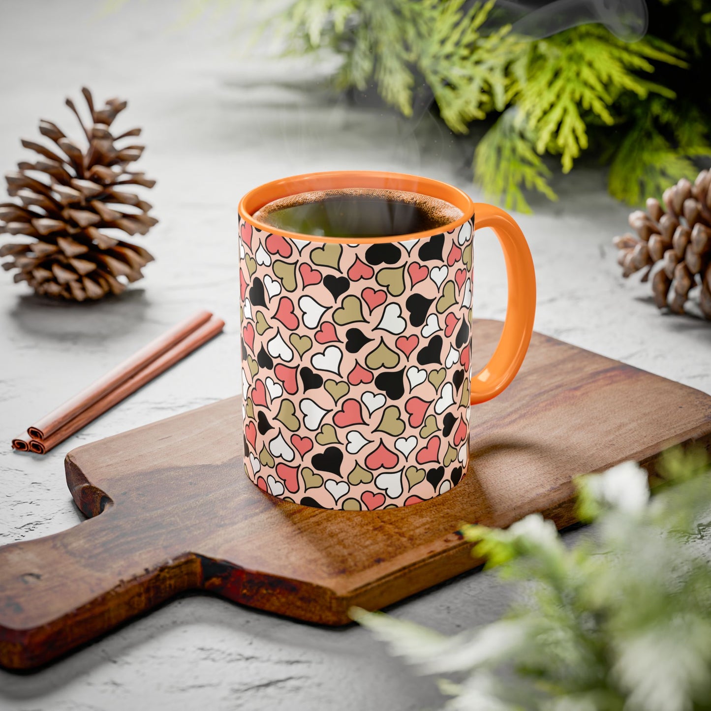 Heart Patterned Coffee Mug - Colorful Love Design, Perfect for Gifts & Celebrations