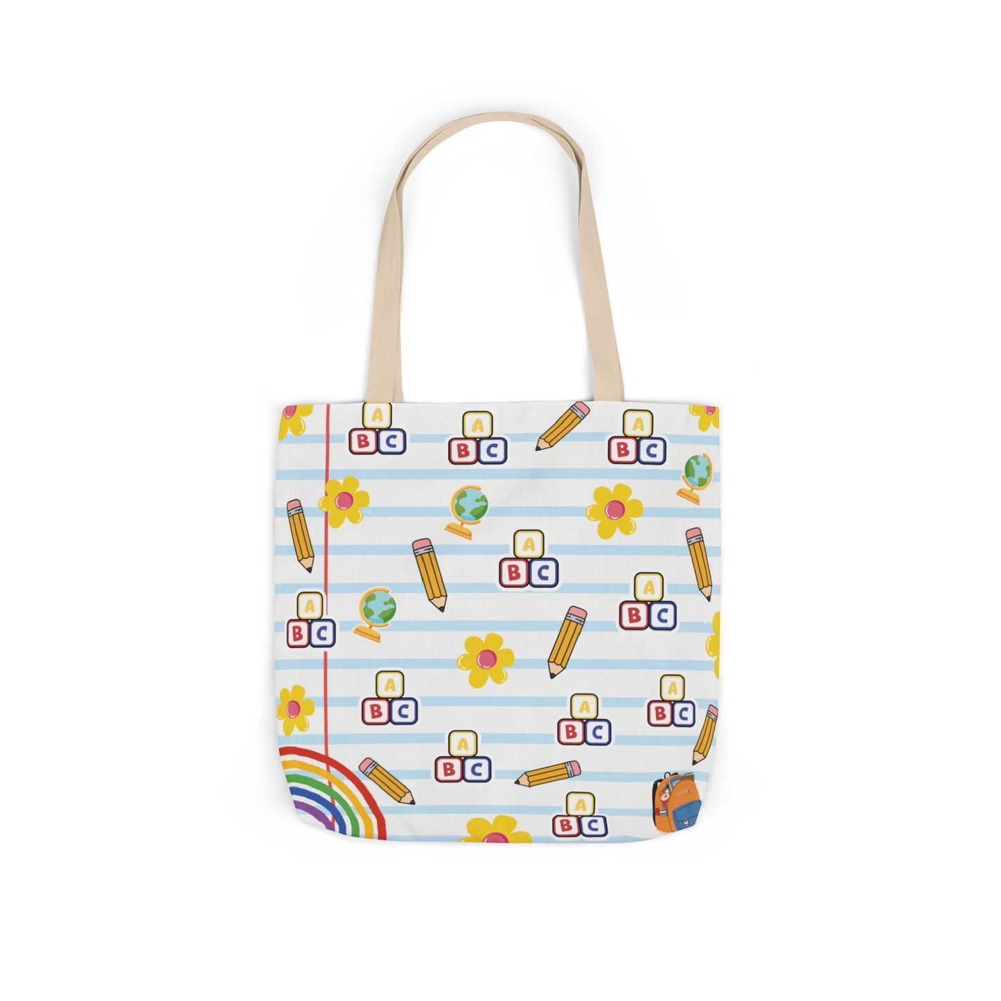 Personalized White Schoolyard Chic Composition Book Inspired Canvas Tote Bag with Colorful Straps, Cute School Bag, Eco-Friendly Tote, Back to School Shopping Bag, Teacher Gift Idea