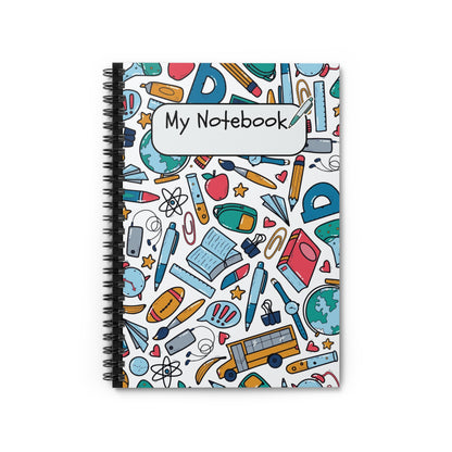 Black School Doodles Spiral Notebook - Ruled Line (PY)