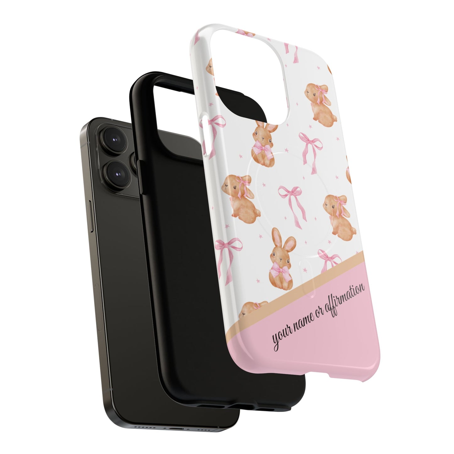 Personalized Bunny iPhone Case - Cute Animal Design, Tough MagSafe® Magnetic Case, Easter Gift, Spring Aesthetic, Kids Accessories