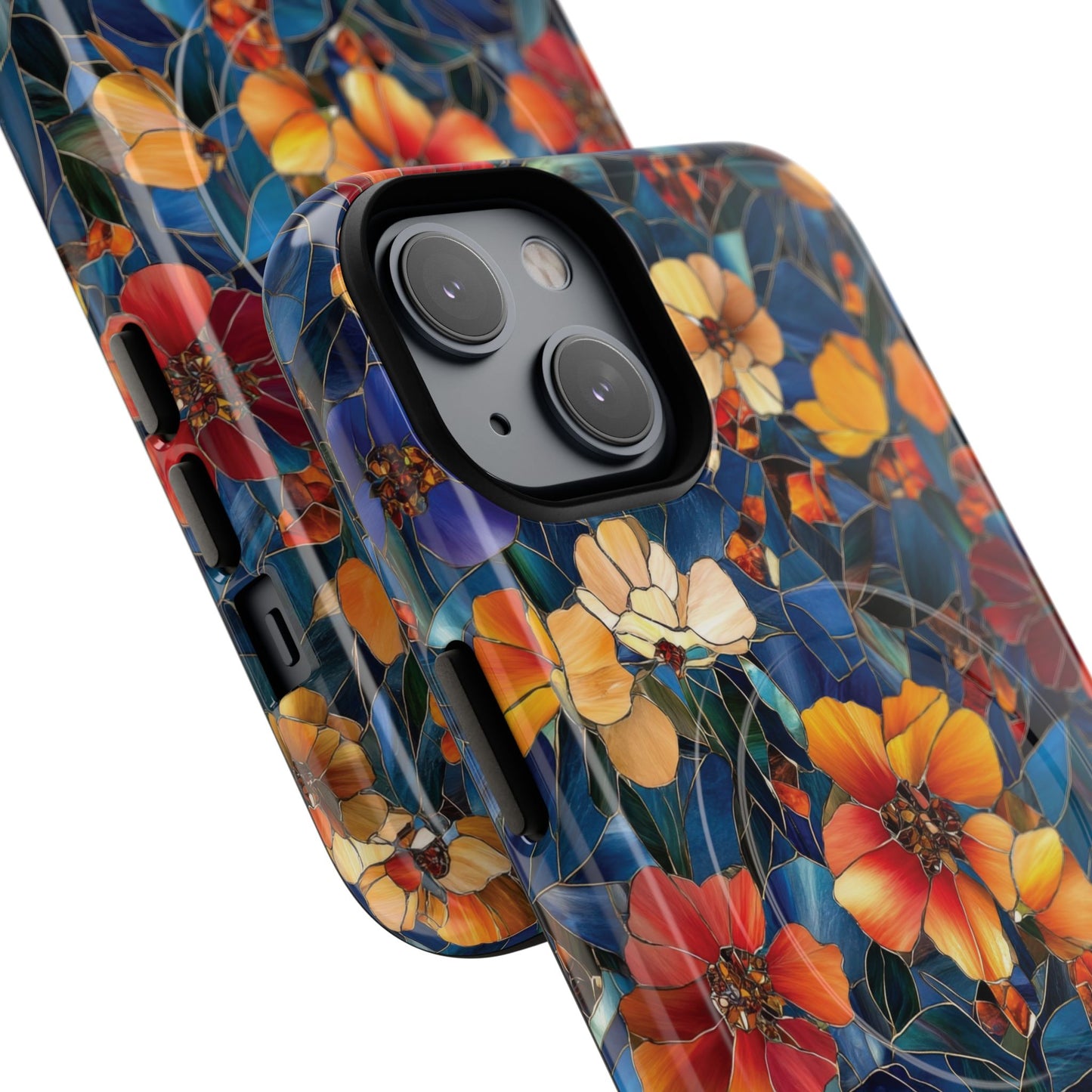 Cathedral Petals Tough Magnetic iPhone Case, Durable, Stylish, Unique Floral Design, Gifts for Her, Birthday, Everyday Use, Stained Glass iPhone Case.