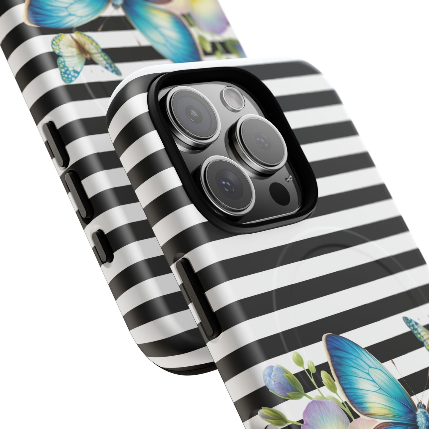 Pansy Parade Tough iPhone Magnetic Cases, Floral Tough Case, Striped iPhone Magnetic Cover, Phone Accessory, Gift for Nature Lovers
