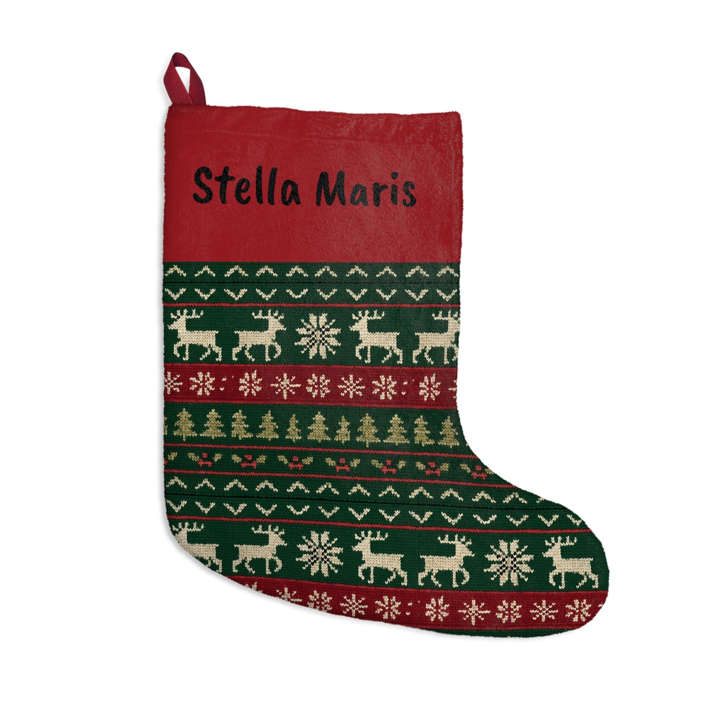 Personalized Name Classic Nordic Reindeer Christmas Stocking
