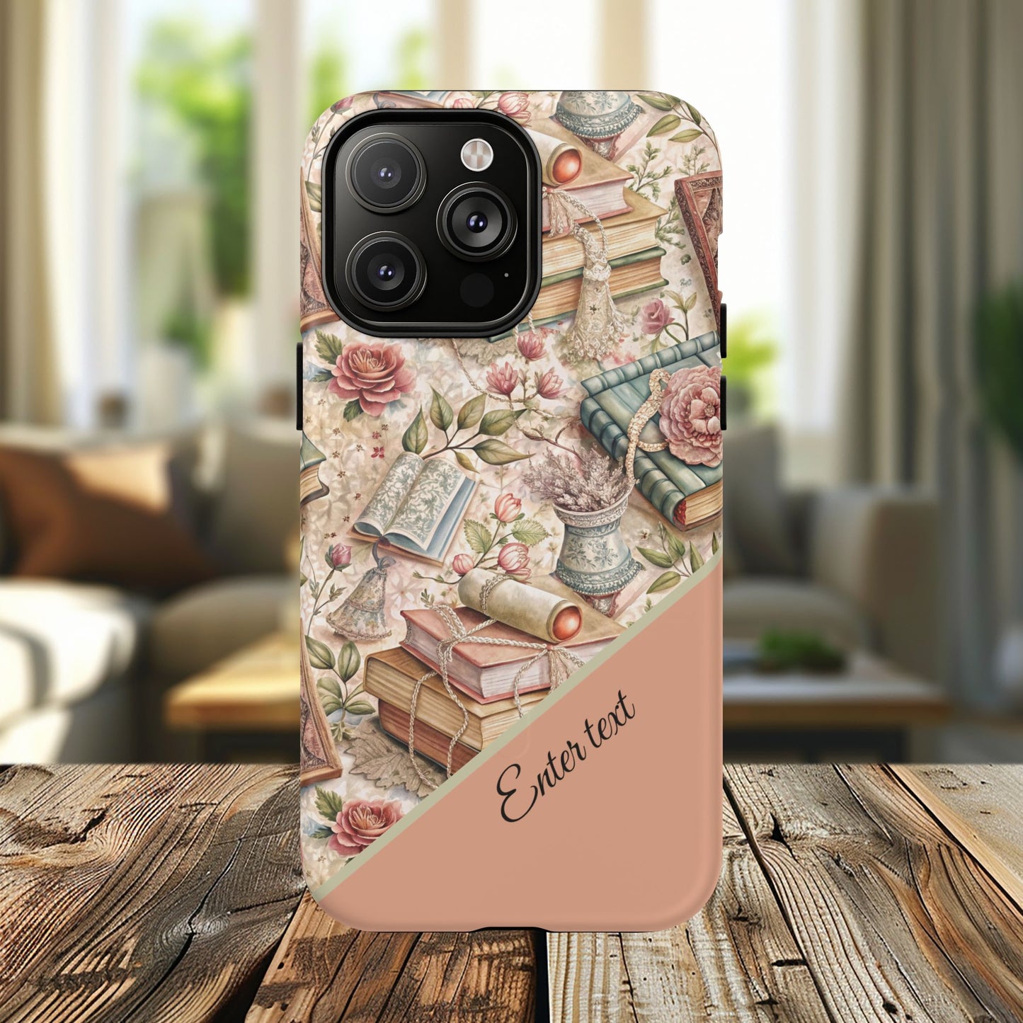 Persoonalized Vintage Book Lover's Tough Magnetic iPhone Case, Literary Gifts, Floral Design, Bookish Aesthetic, Unique Gift for Readers, Protective Case