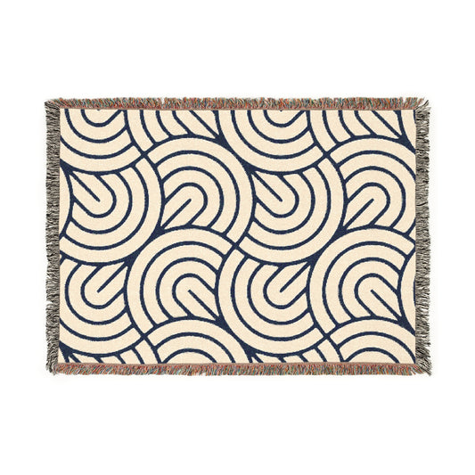 Monochrome Maze Tapestry Woven Blanket