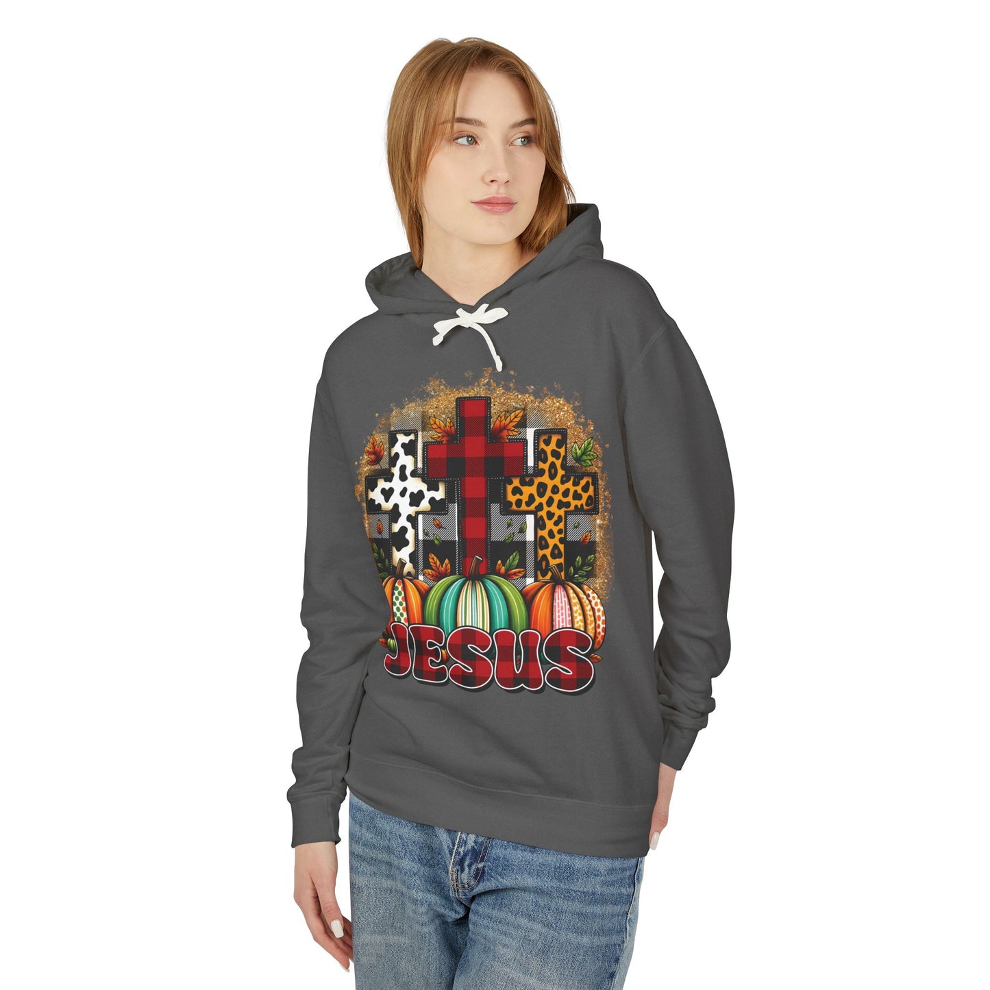 Faithful Harvest Cross Unisex Lightweight Hooded Sweatshirt