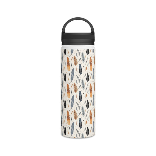 Whispering Feathers Stainless Steel Water Bottle, Handle Lid