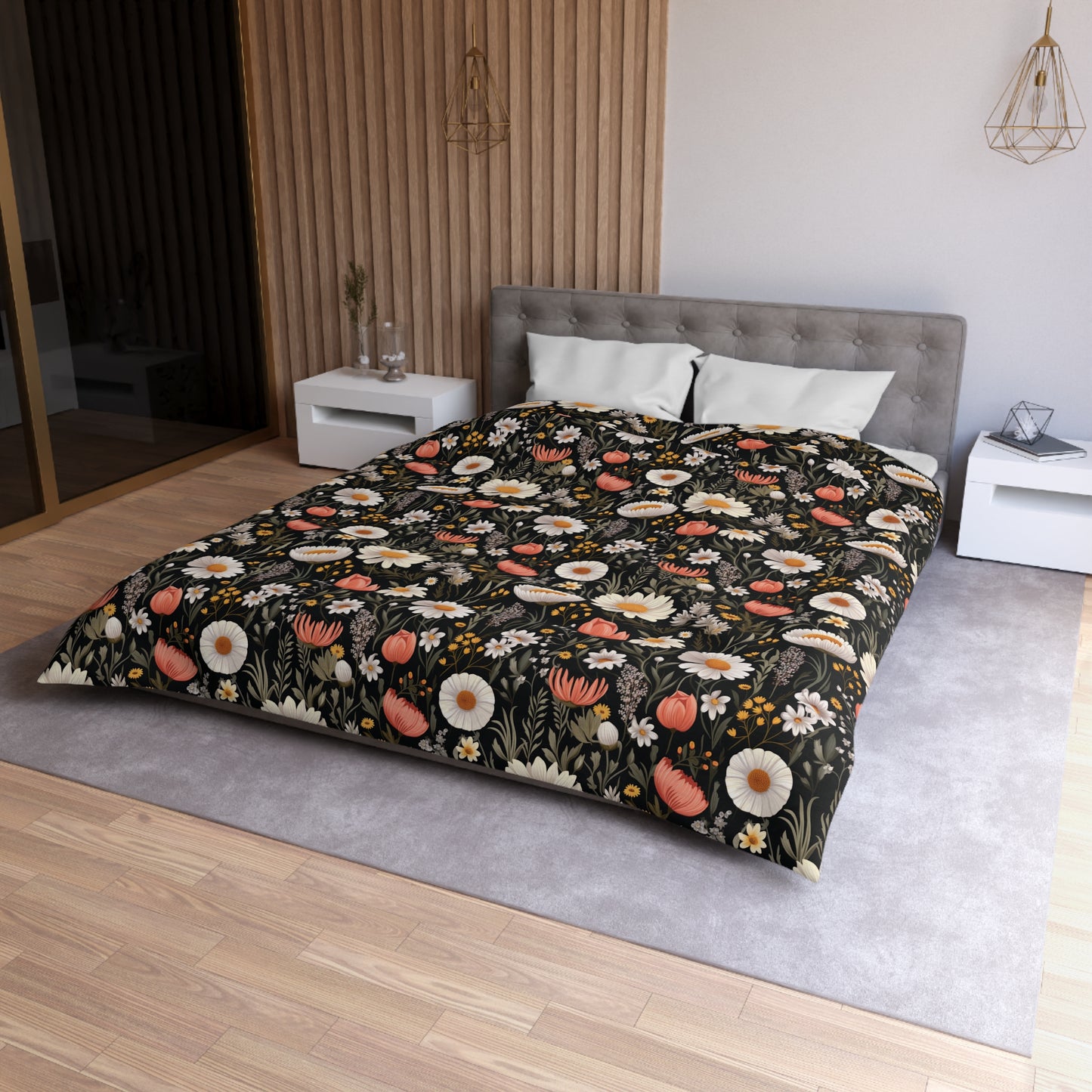 Blossom Elegance: Noir Garden Comfort Duvet Cover''