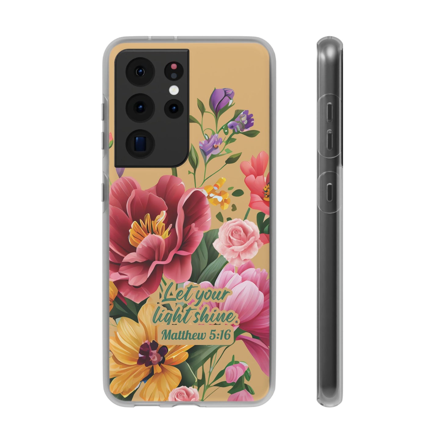 Floral Scripture Phone Case — "Let Your Light Shine" (Matthew 5:16) for iPhone and Samsung Cases.