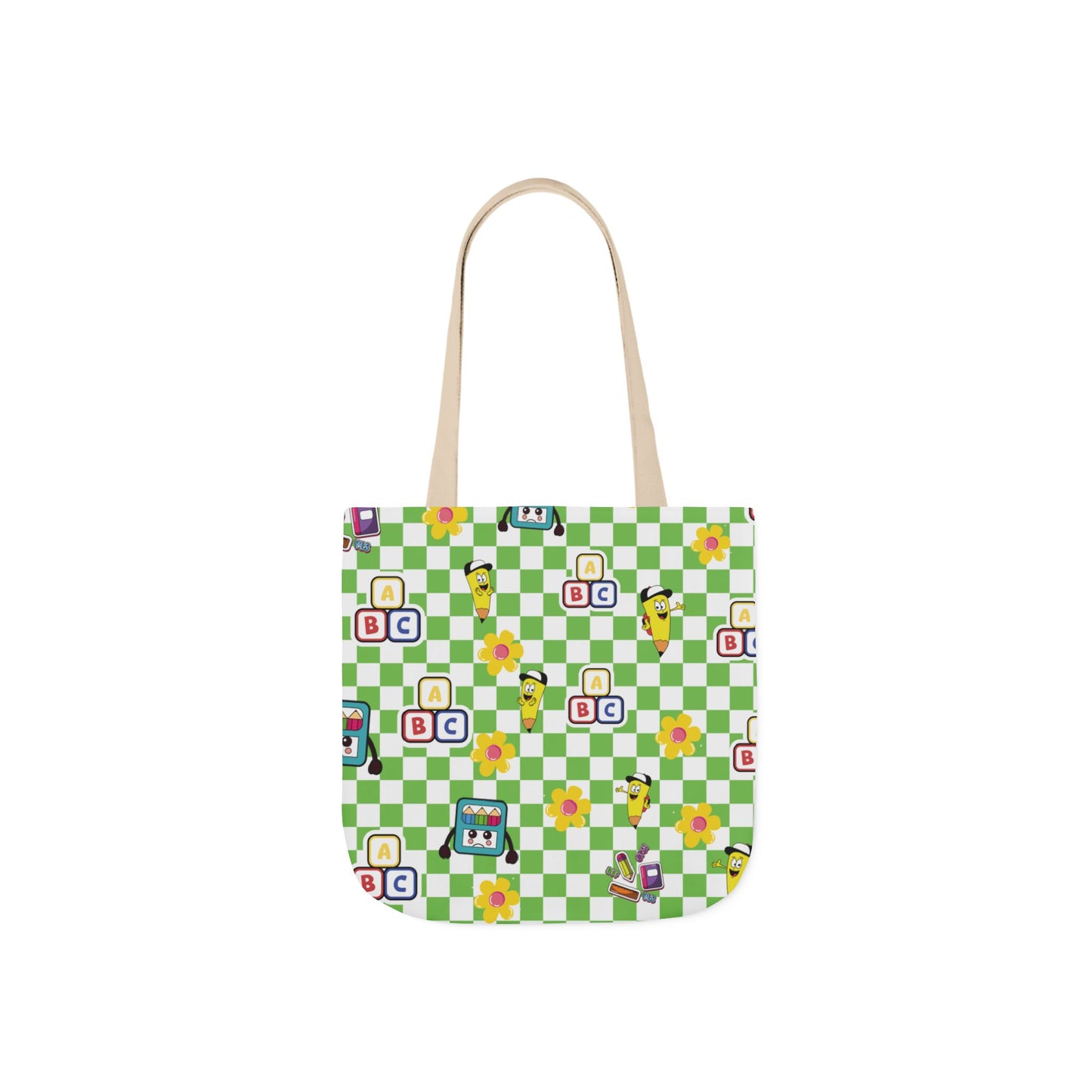 Personalized Green Schoolyard Chic Composition Book Inspired Canvas Tote Bag with Colorful Straps, Cute School Bag, Eco-Friendly Tote, Back to School Shopping Bag, Teacher Gift Idea